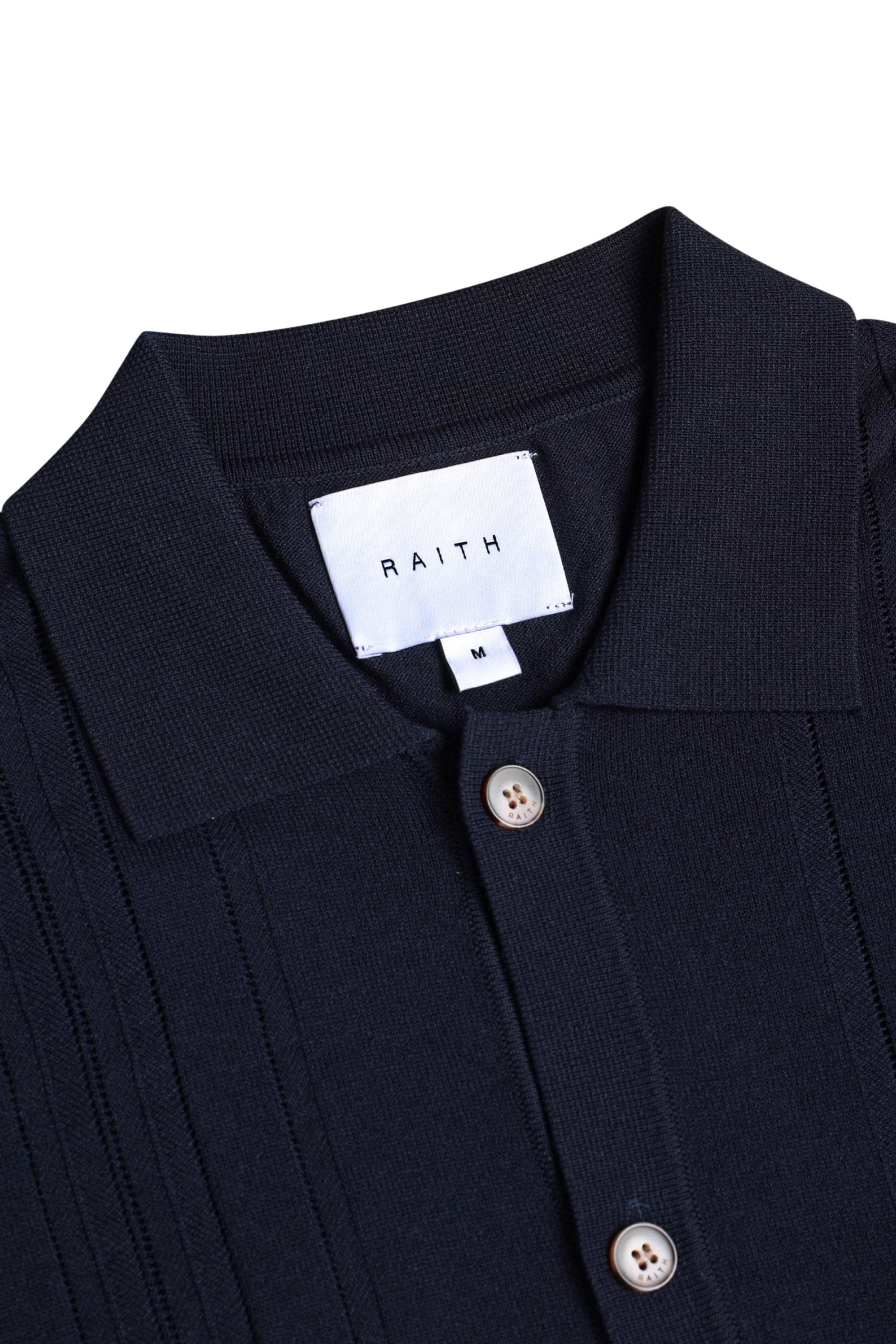 Juan Button Thru Boucle Knit Striped Polo - Navy