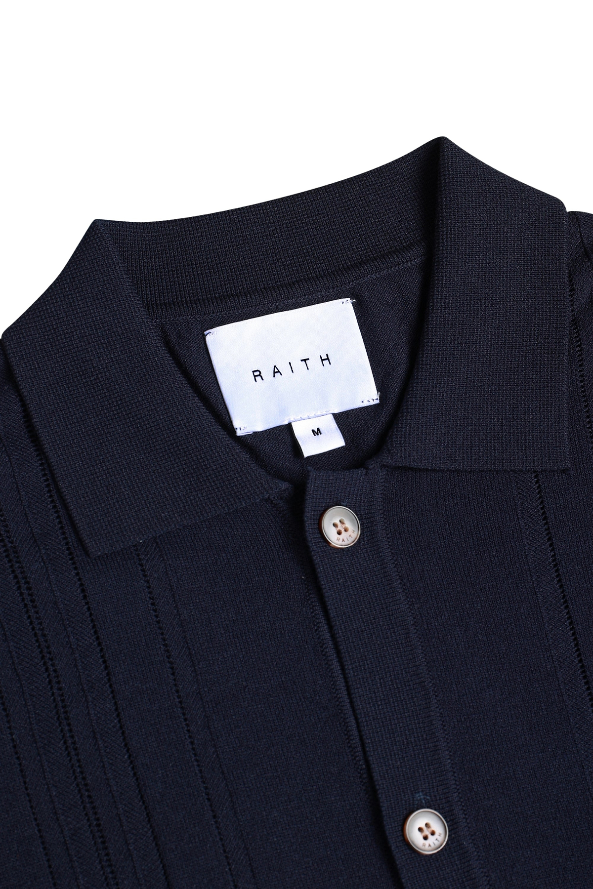 Juan Button Through Boucle Knit Striped Polo - Navy