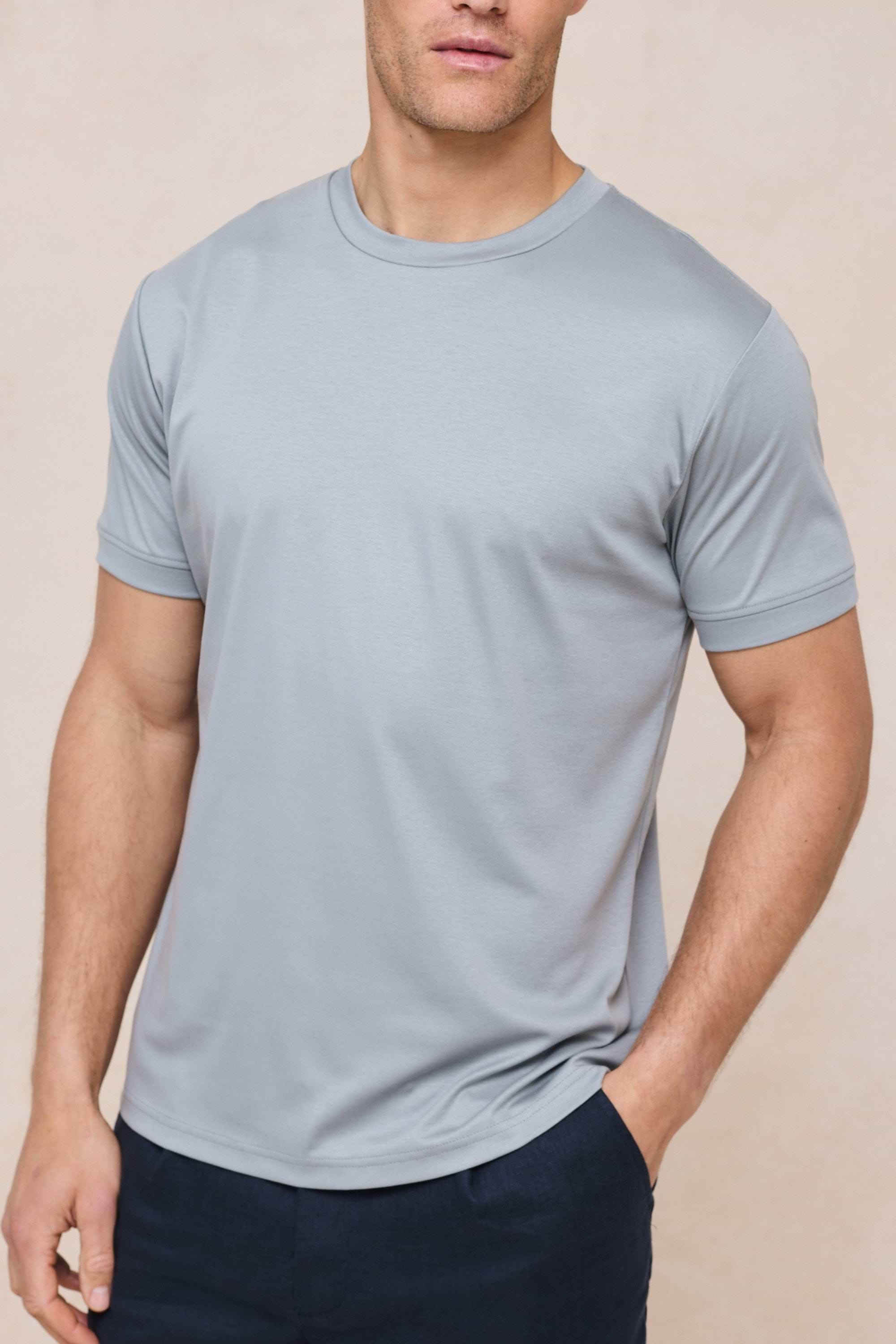 Luxe Mercerised T-Shirt - Light Pewter Blue