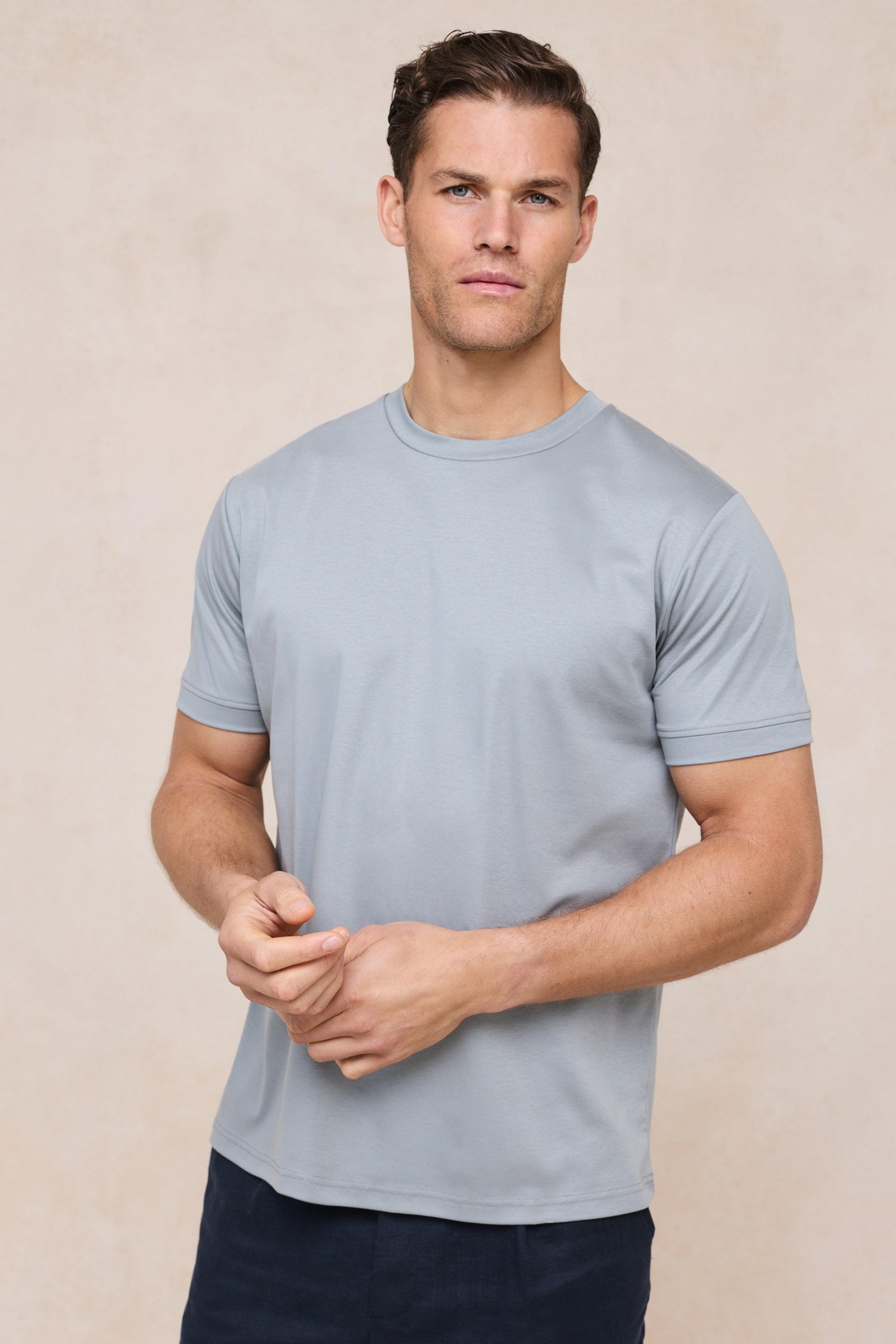 Luxe Mercerised T-Shirt - Light Pewter Blue