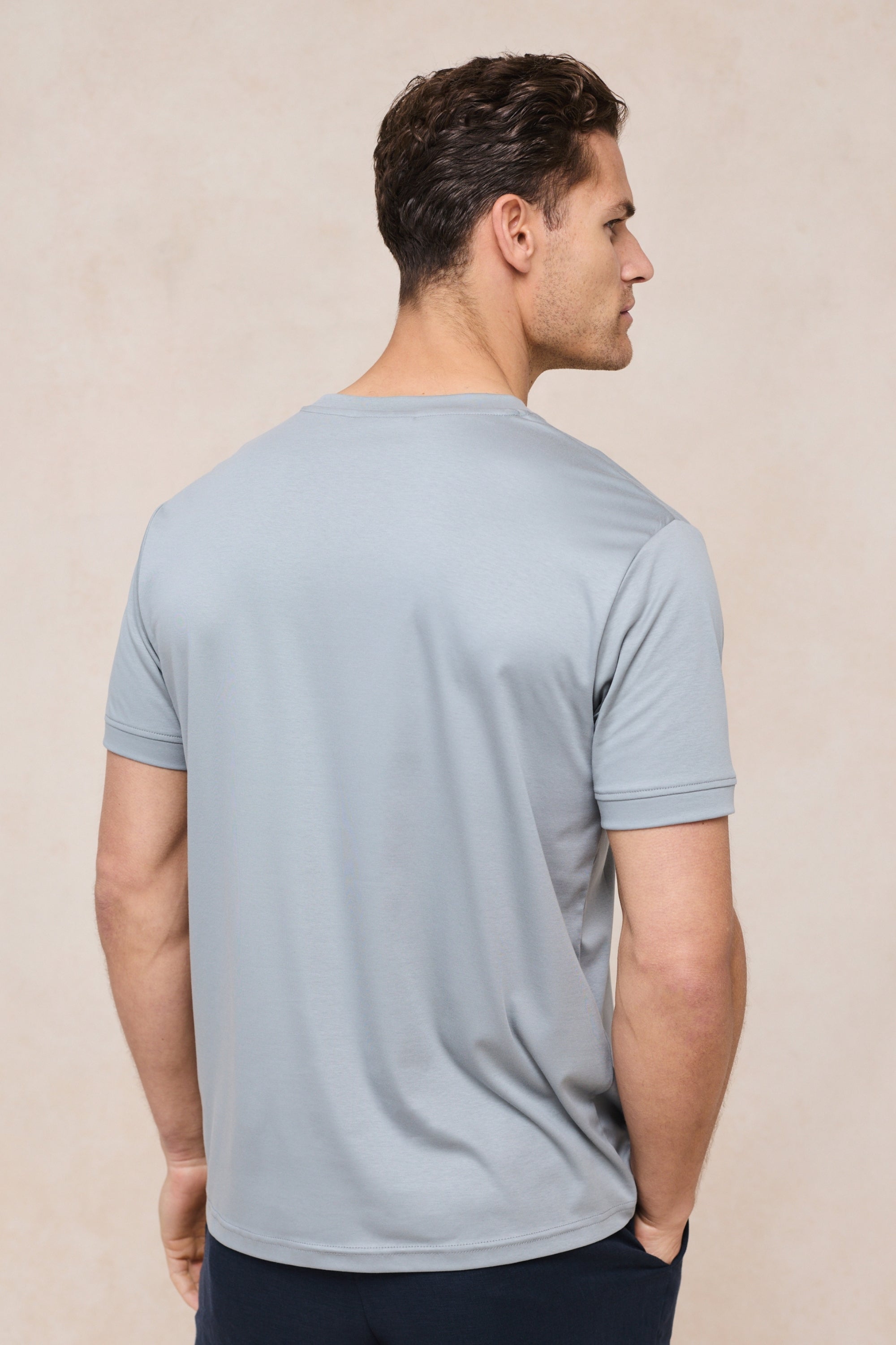 Luxe Mercerised T-Shirt - Light Pewter Blue