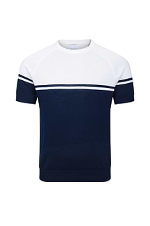 Riera Colour Block Knit Crew Neck T-Shirt - Navy/Ecru