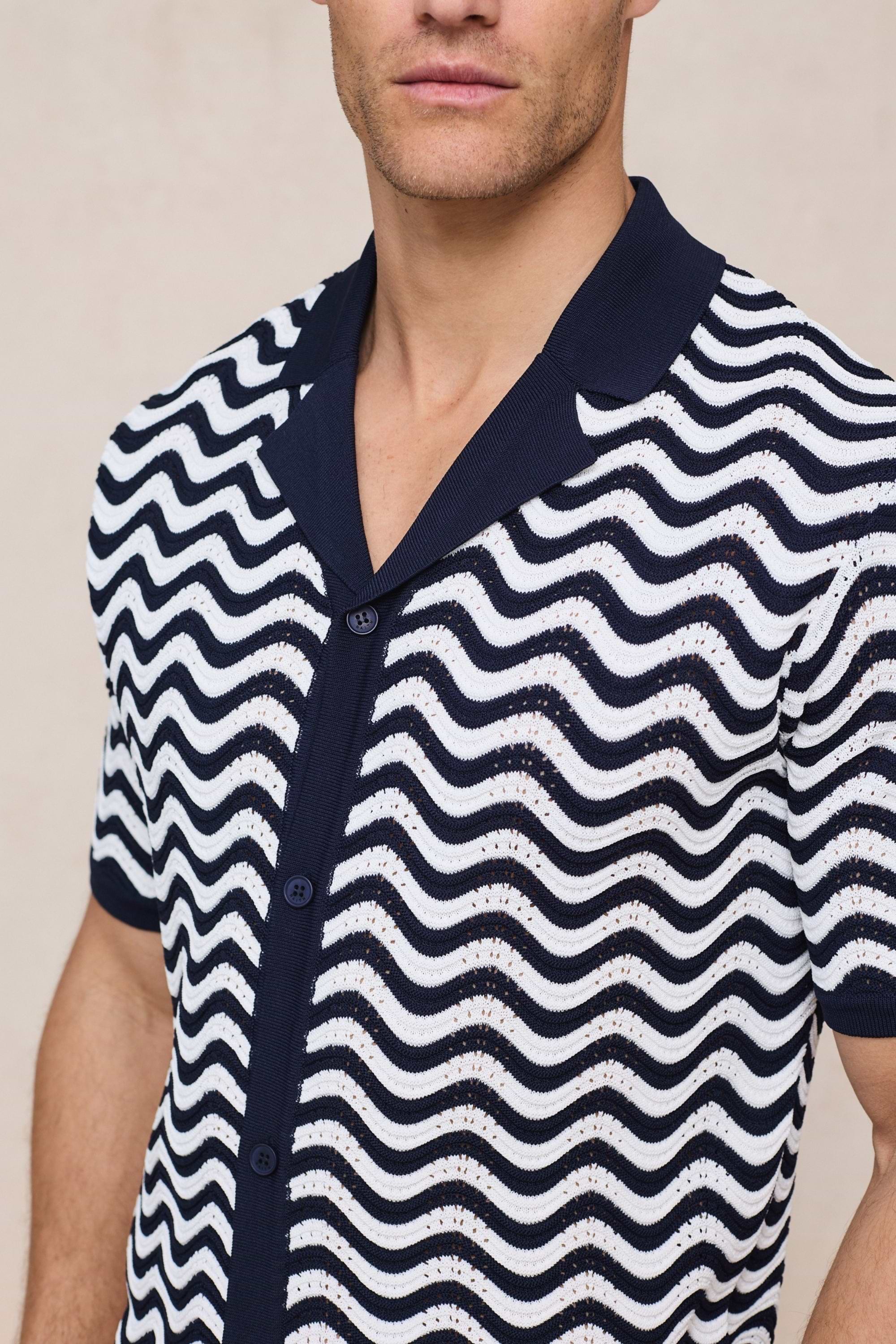 Serenita Knitted Shirt - Ecru/Navy