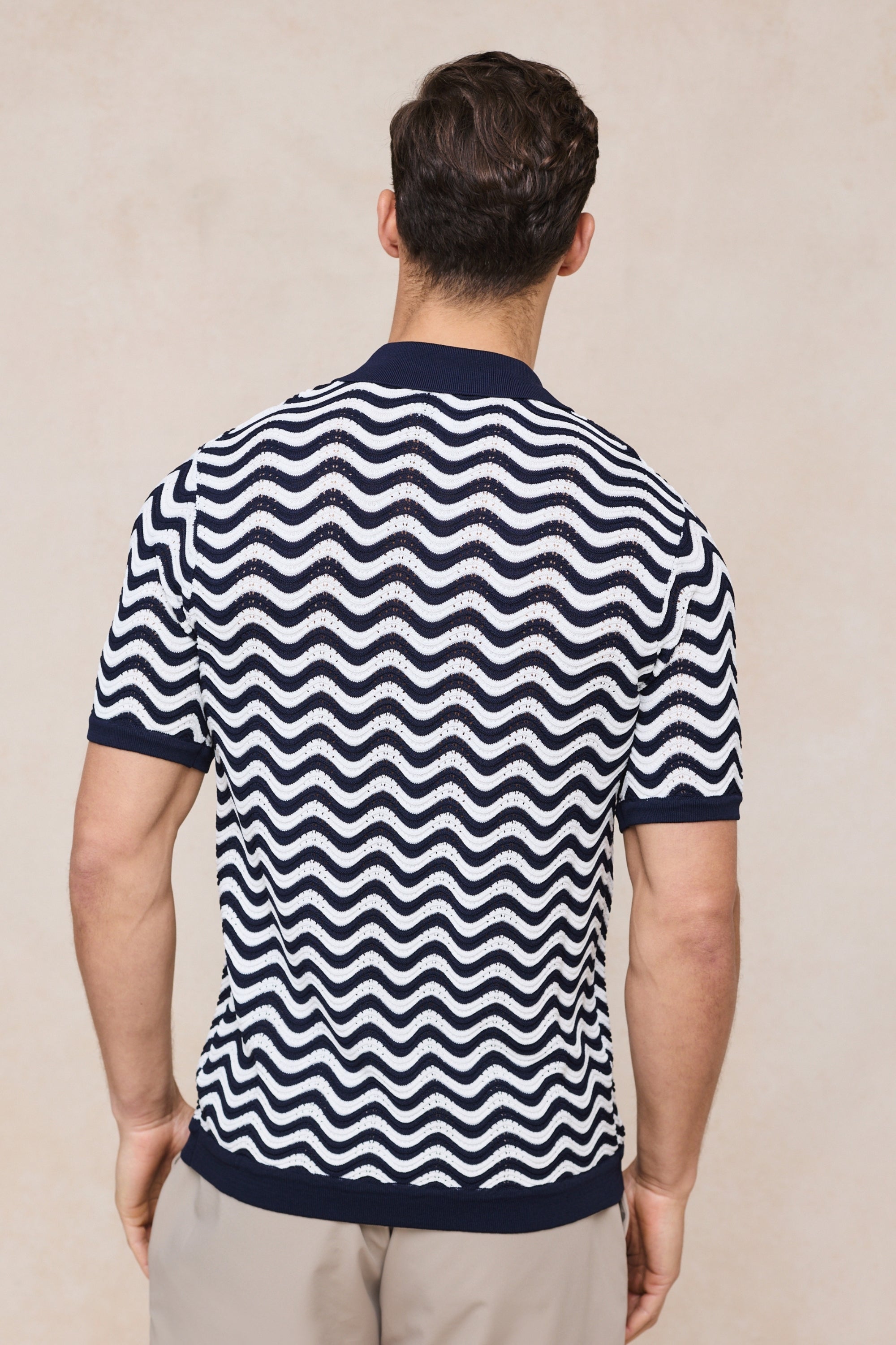 Serenita Knitted Shirt - Ecru/Navy