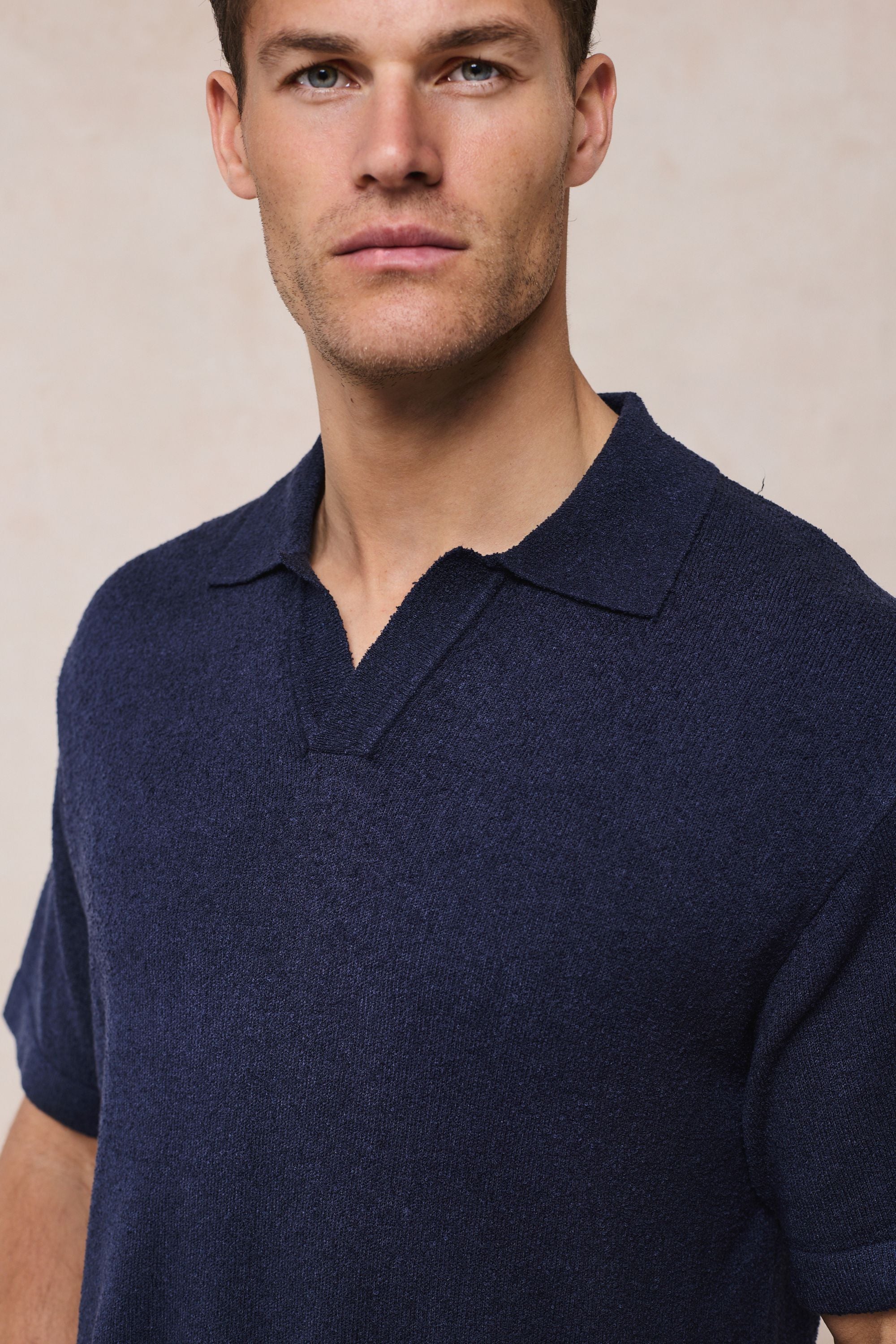 Miguel Boucle Polo Shirt - Navy