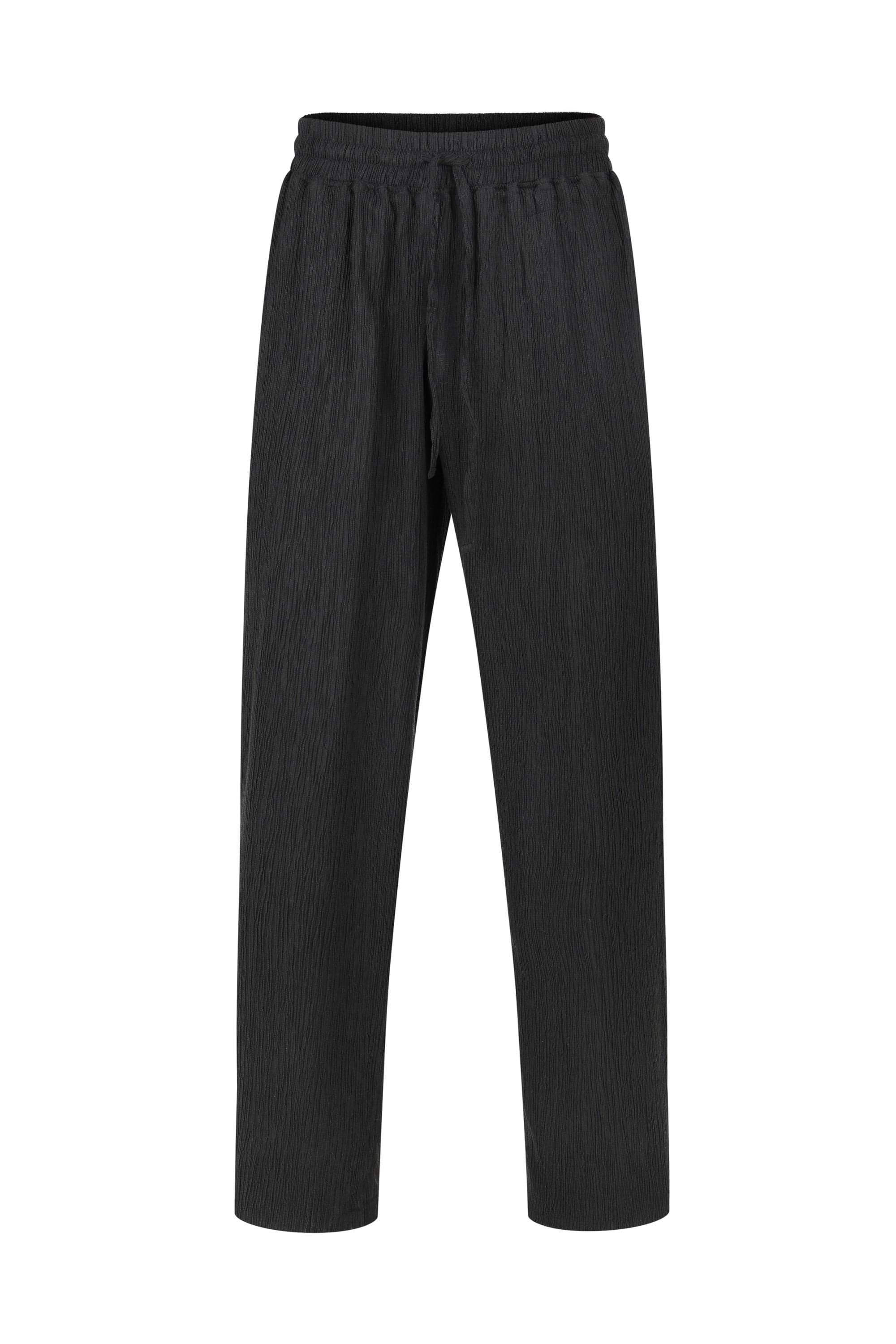 Silvano Crinkled Relaxed Trouser - Black