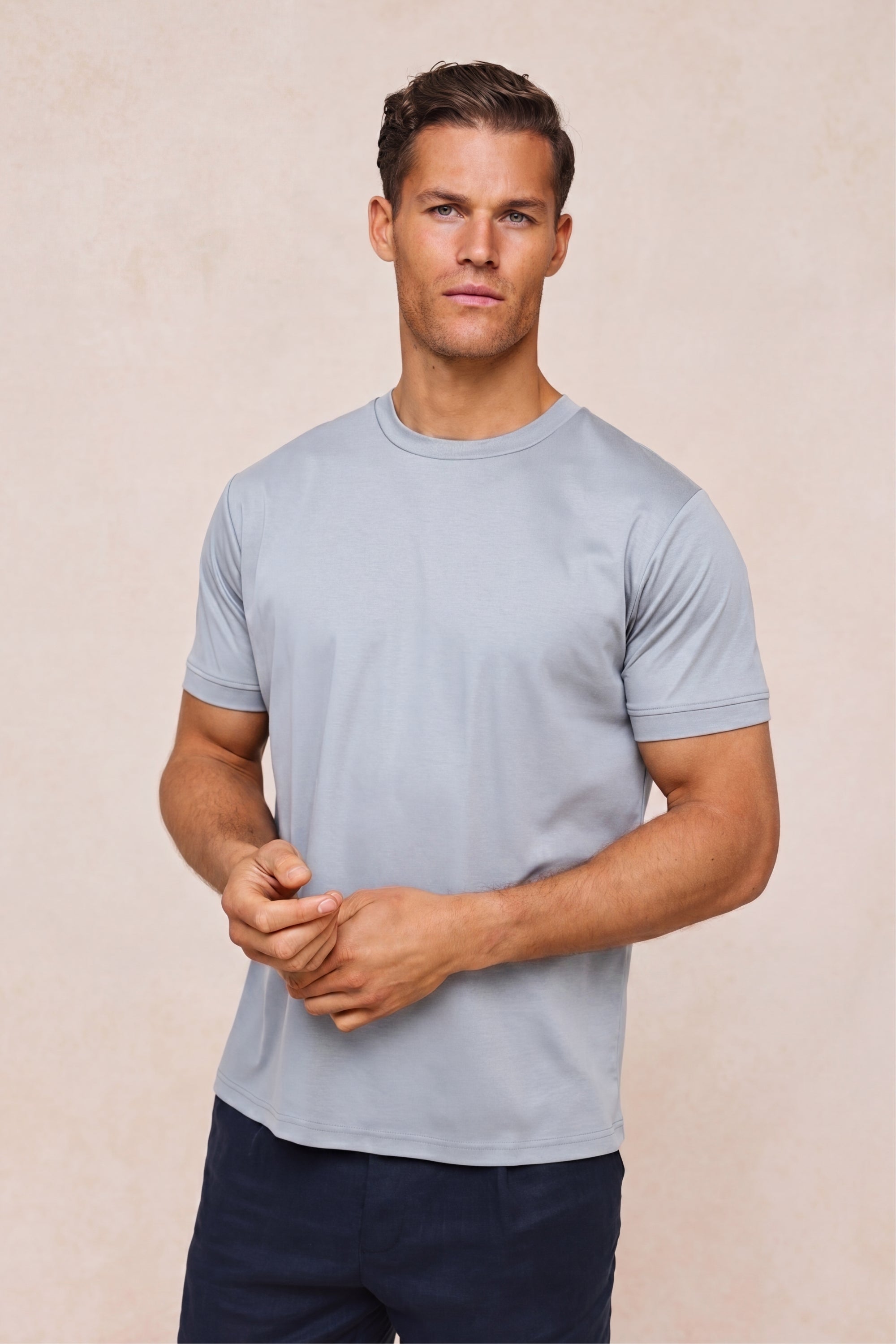 Luxe Mercerised T-Shirt - Light Pewter Blue
