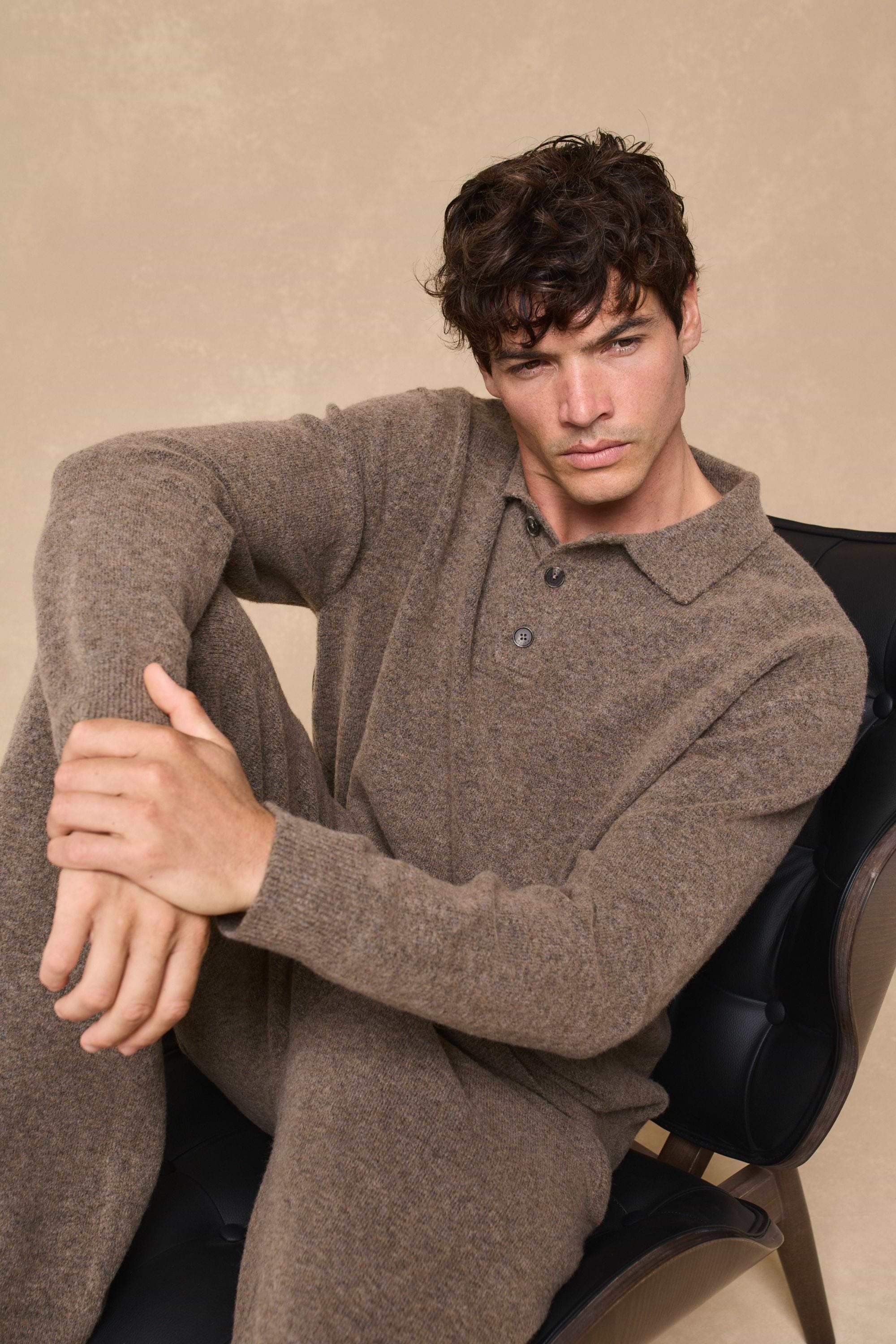 Otto Knitted Trousers - Brown Marl