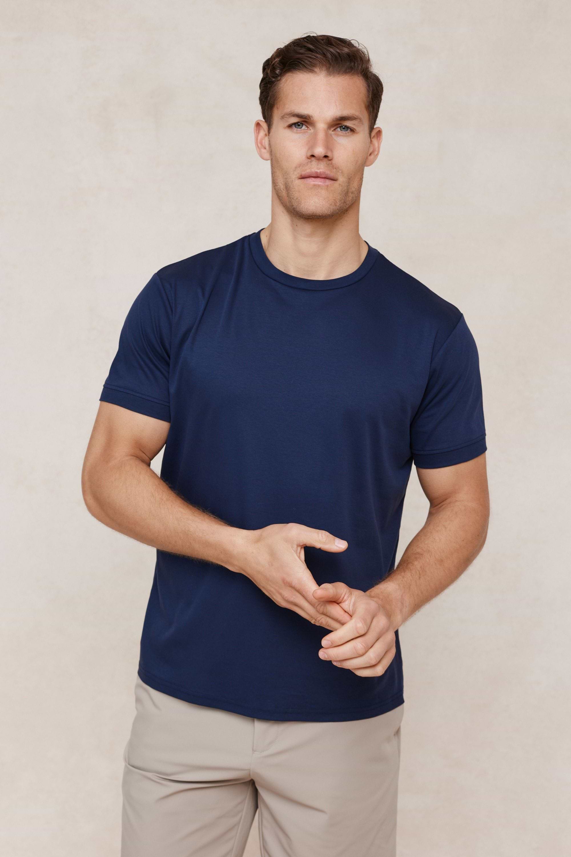 Luxe Mercerised T-Shirt - Navy