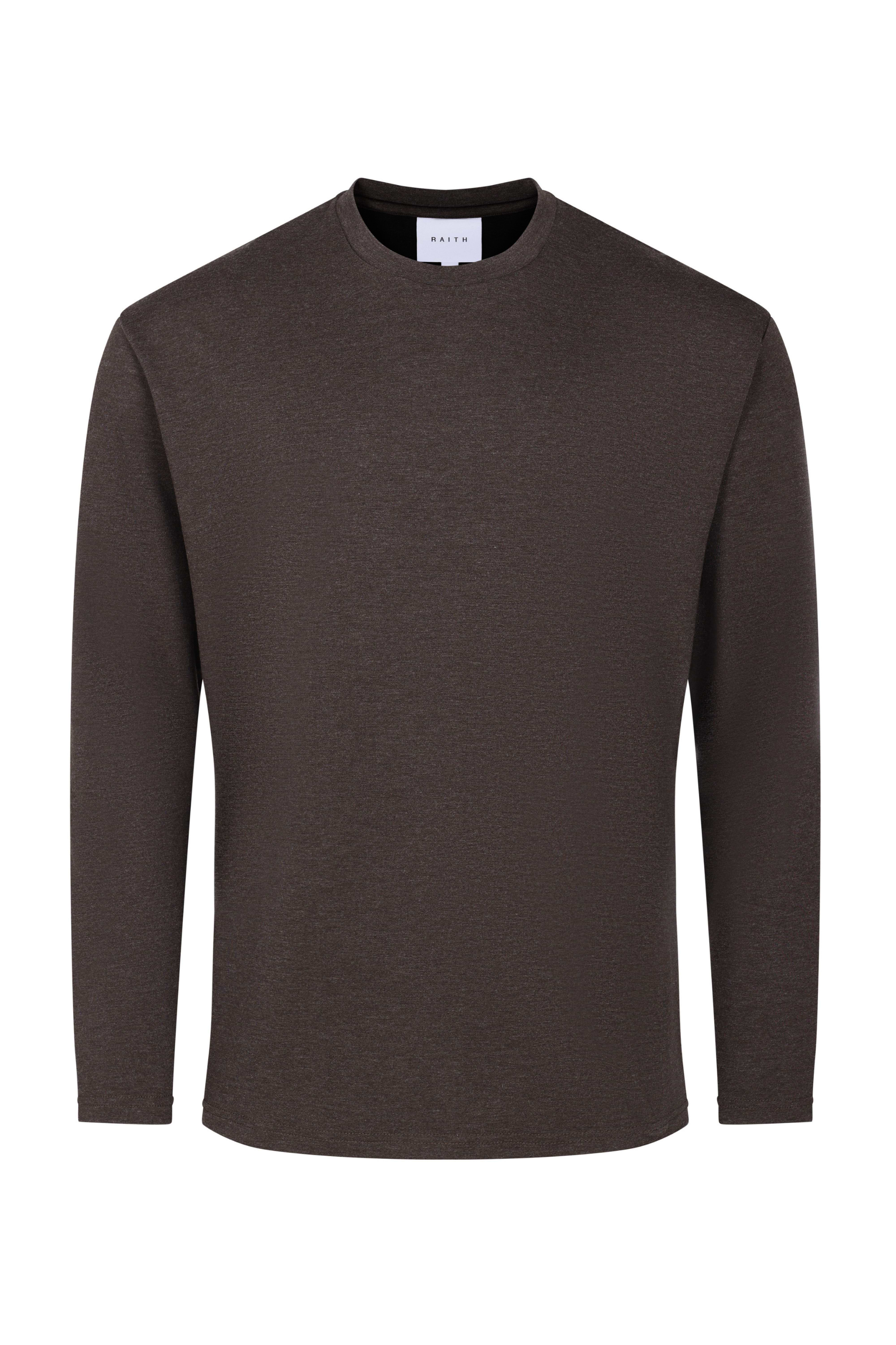 Long Sleeve Relaxed T-Shirt - Brown Marl