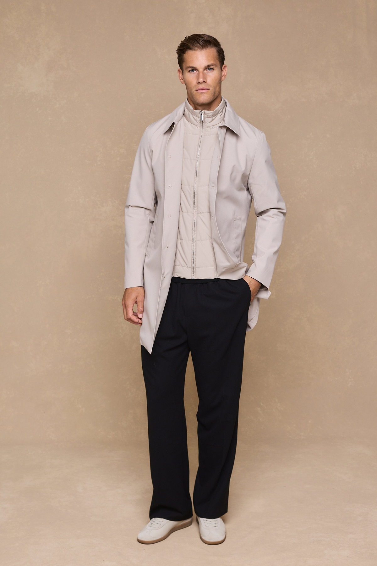 Portico Trench Coat With Detachable Insert - Stone