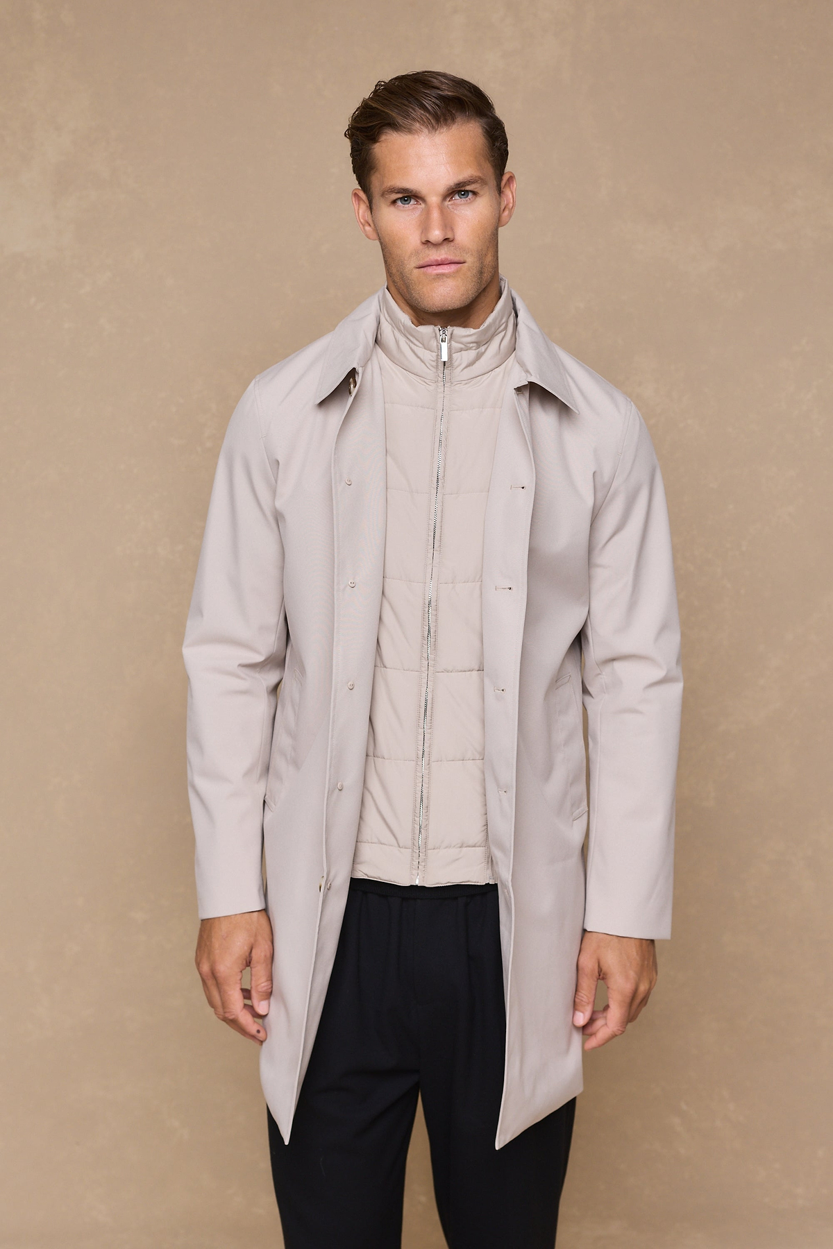 Portico Trench Coat With Detachable Insert - Stone