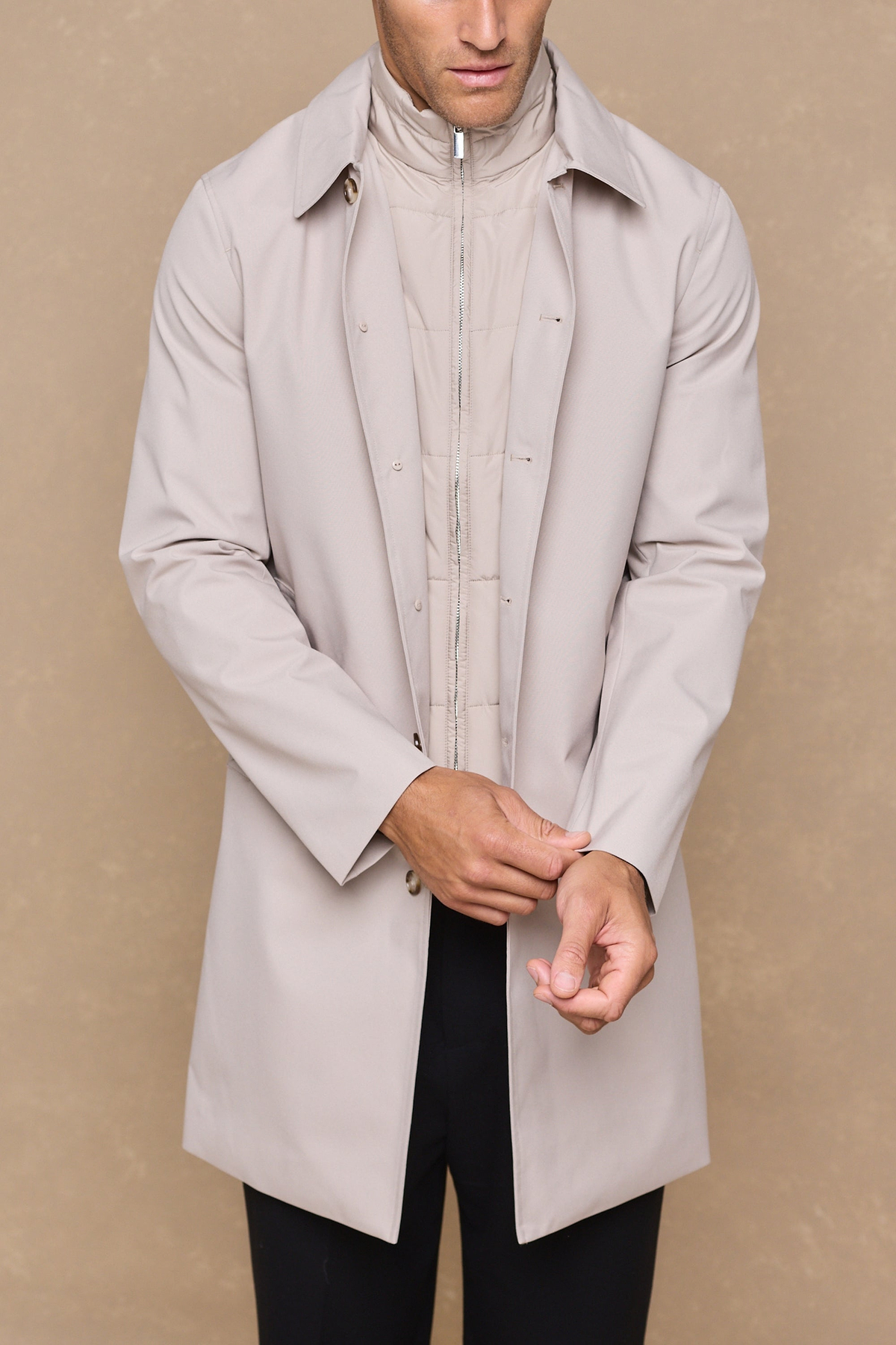 Portico Trench Coat With Detachable Insert - Stone
