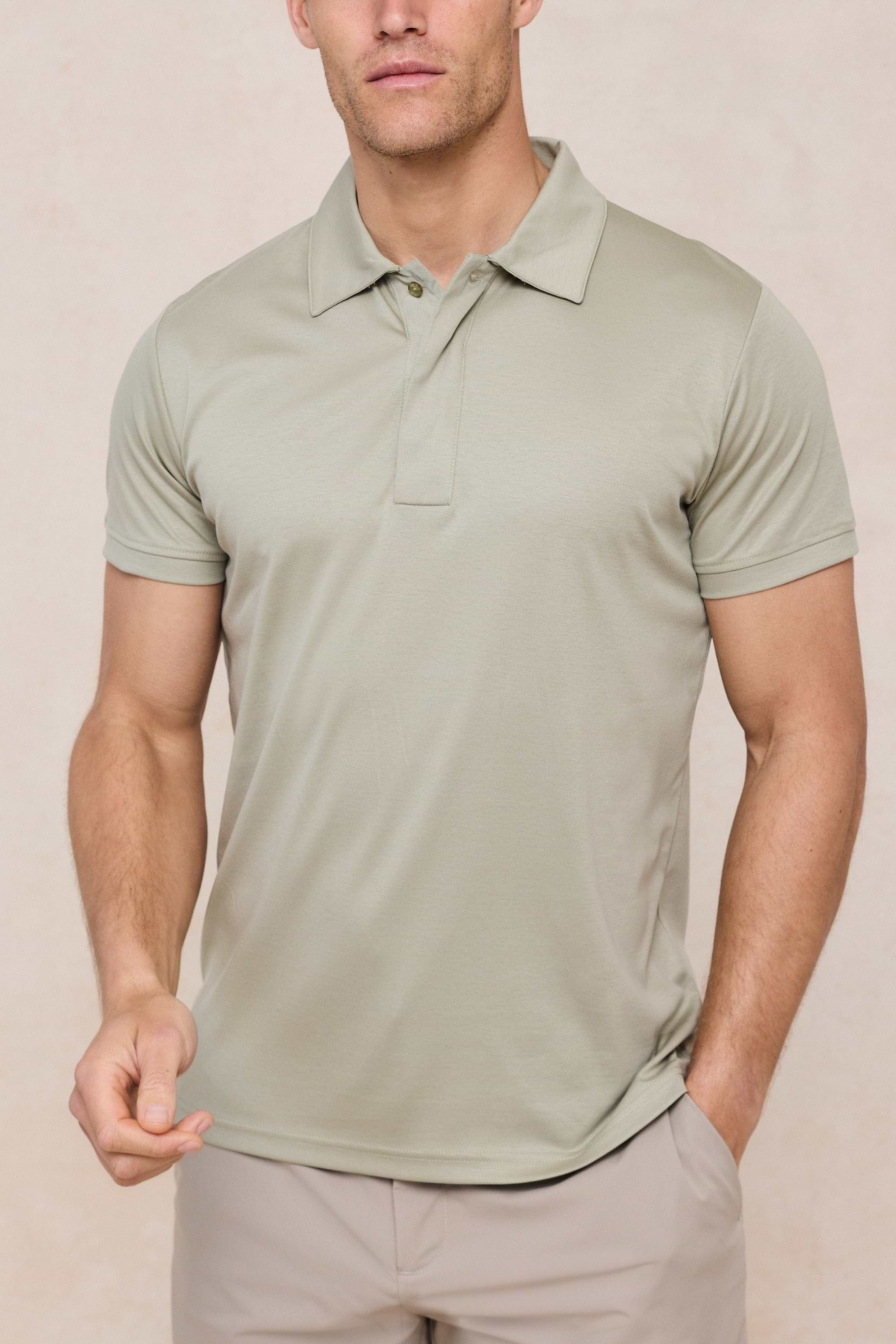 Santi Mercerised Polo Shirt - Light Sage