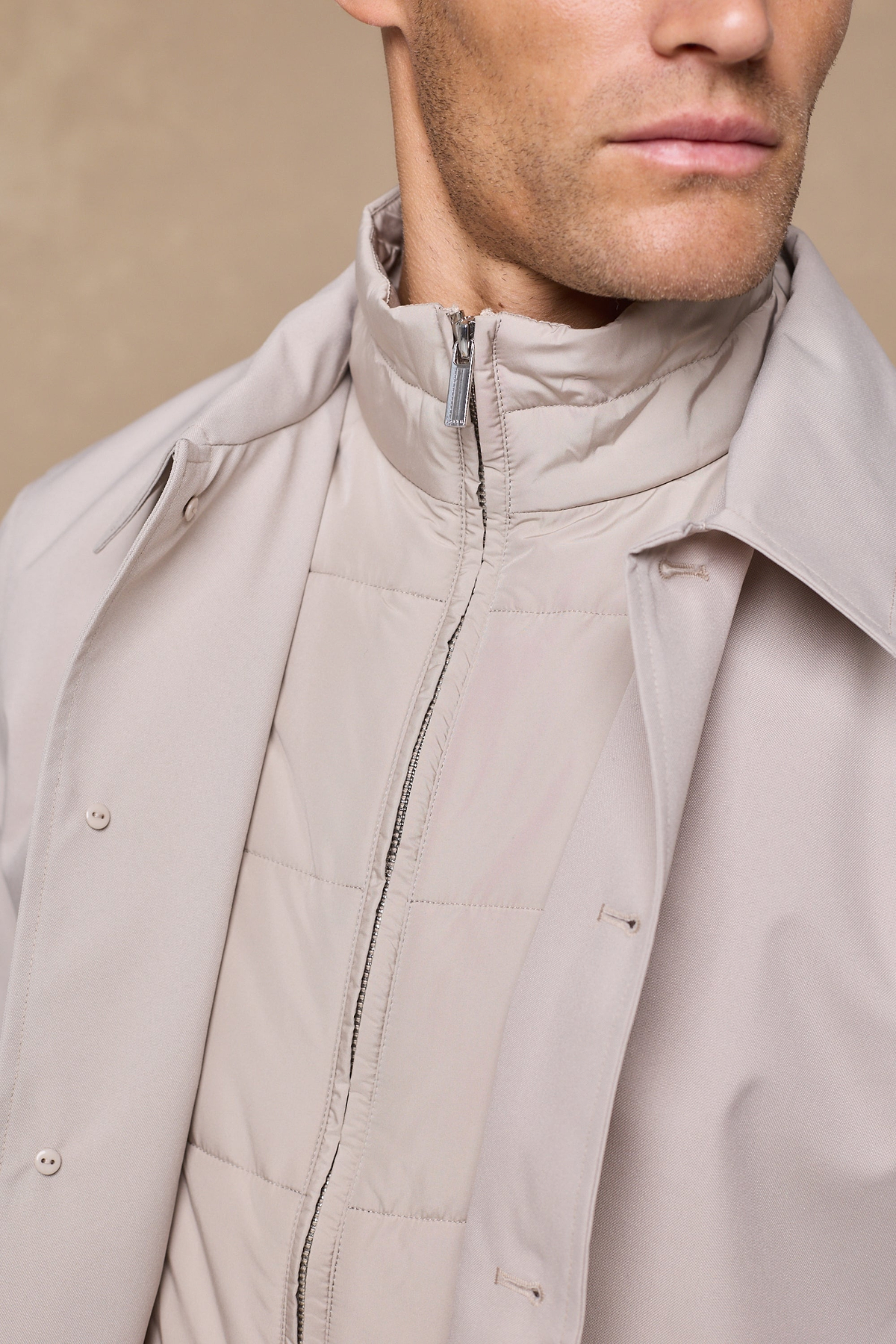 Portico Trench Coat With Detachable Insert - Stone