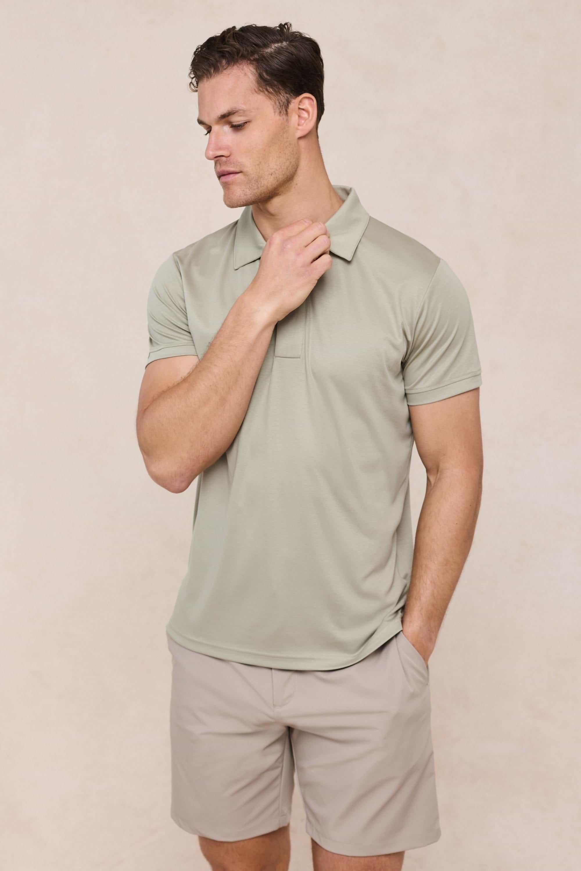 Santi Mercerised Polo Shirt - Light Sage