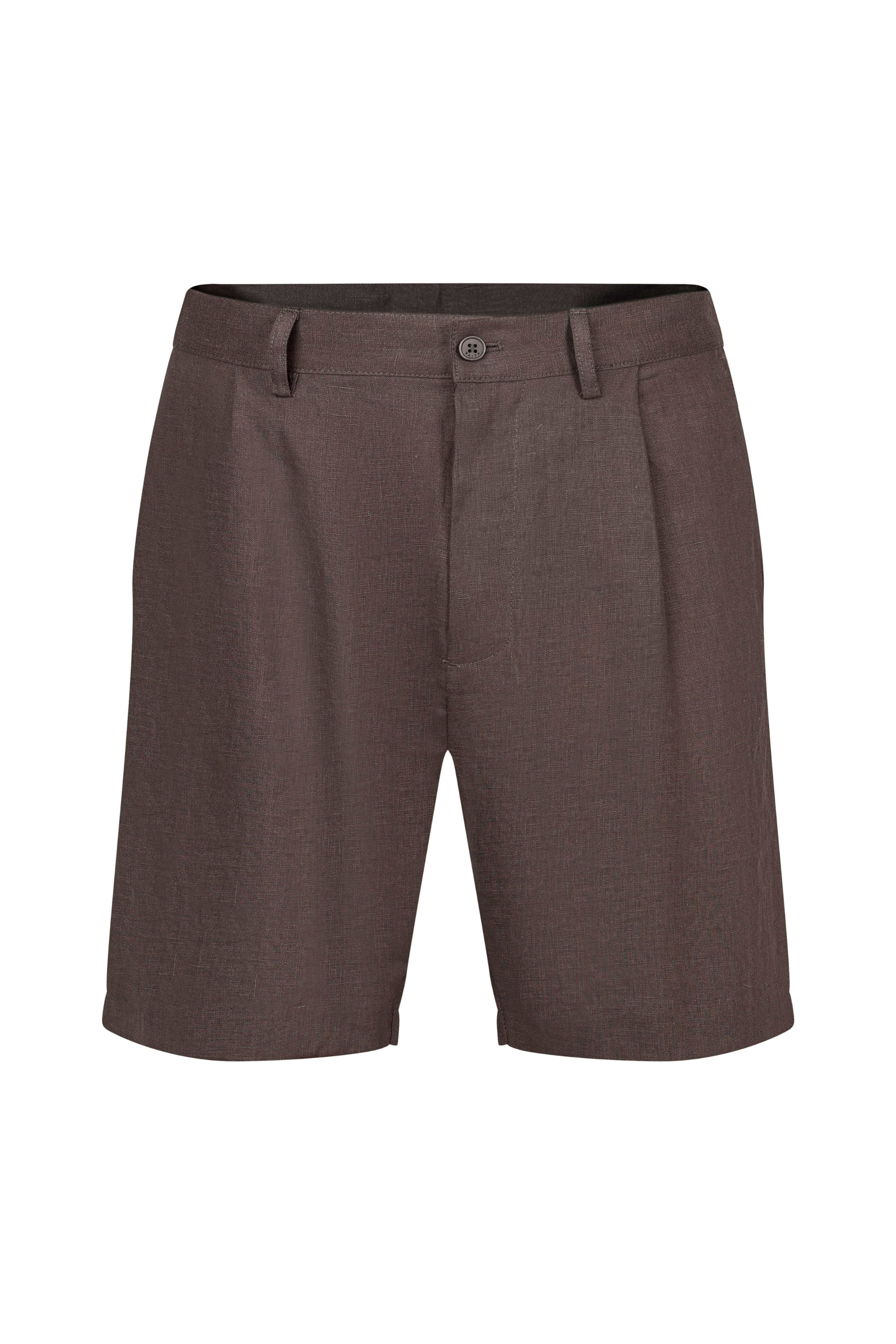 Javier Pleated Waistband Linen Short - Brown