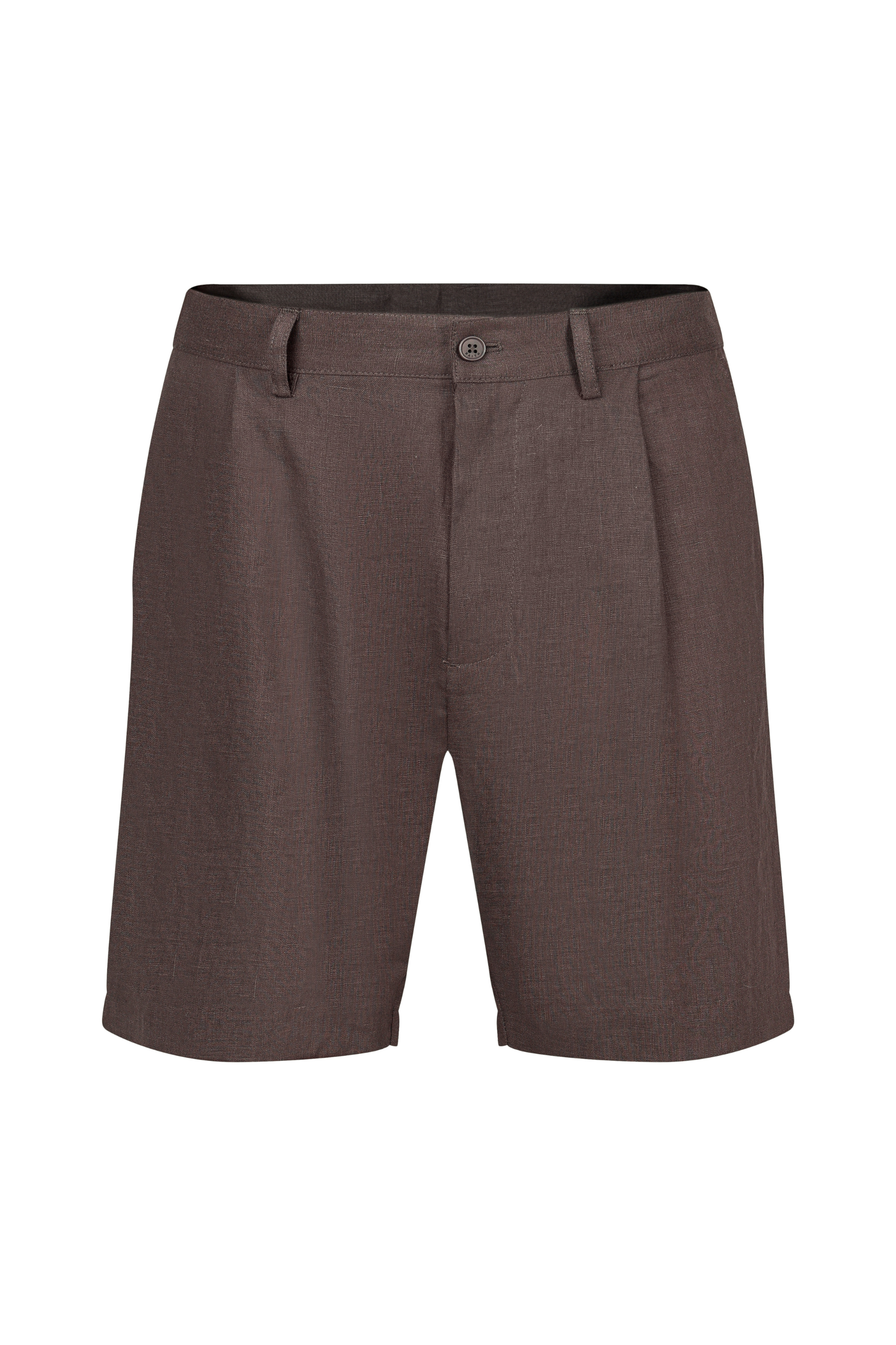 Javier Pleated Waistband Linen Short - Brown