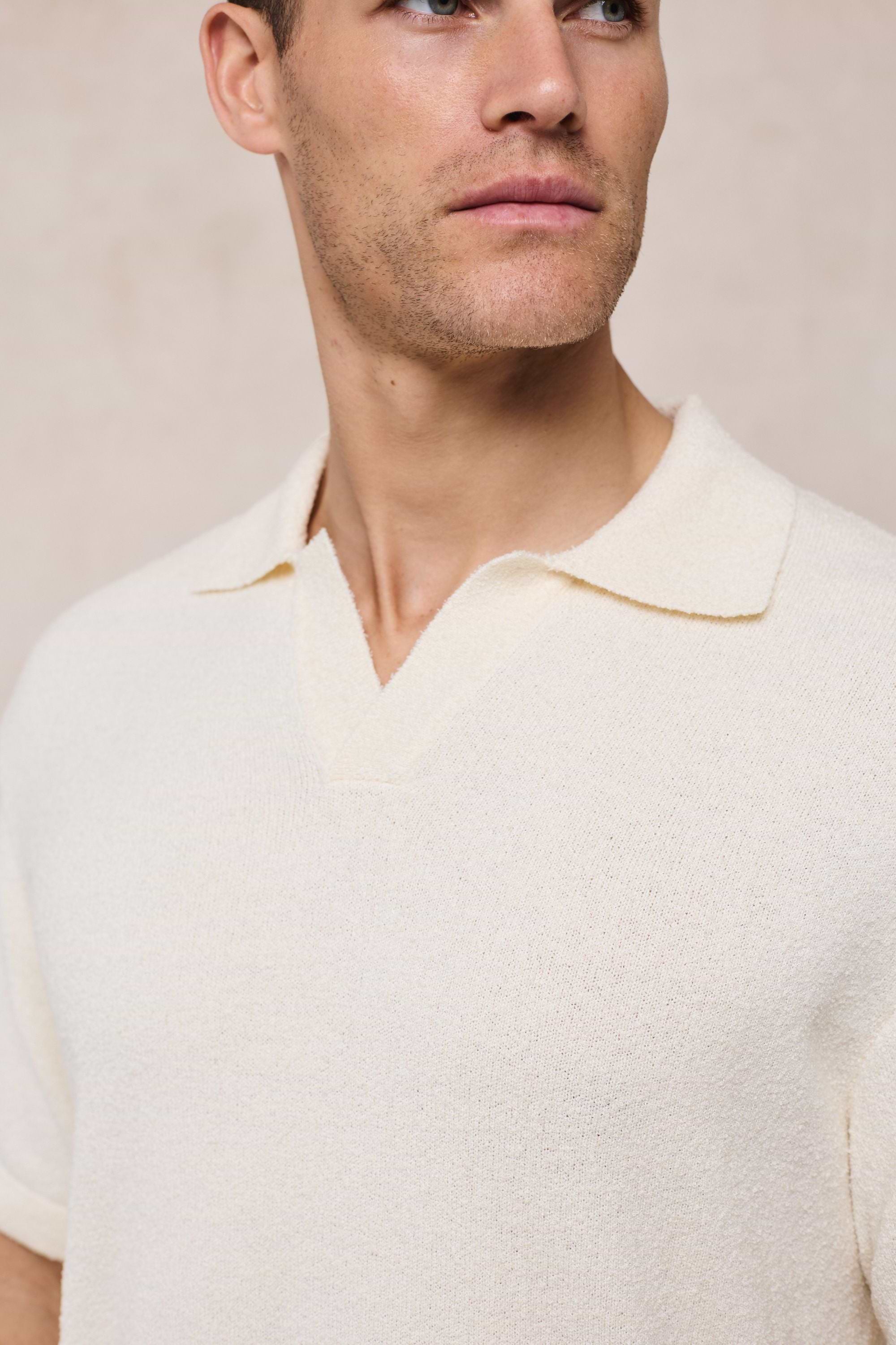 Miguel Boucle Polo Shirt - Ecru