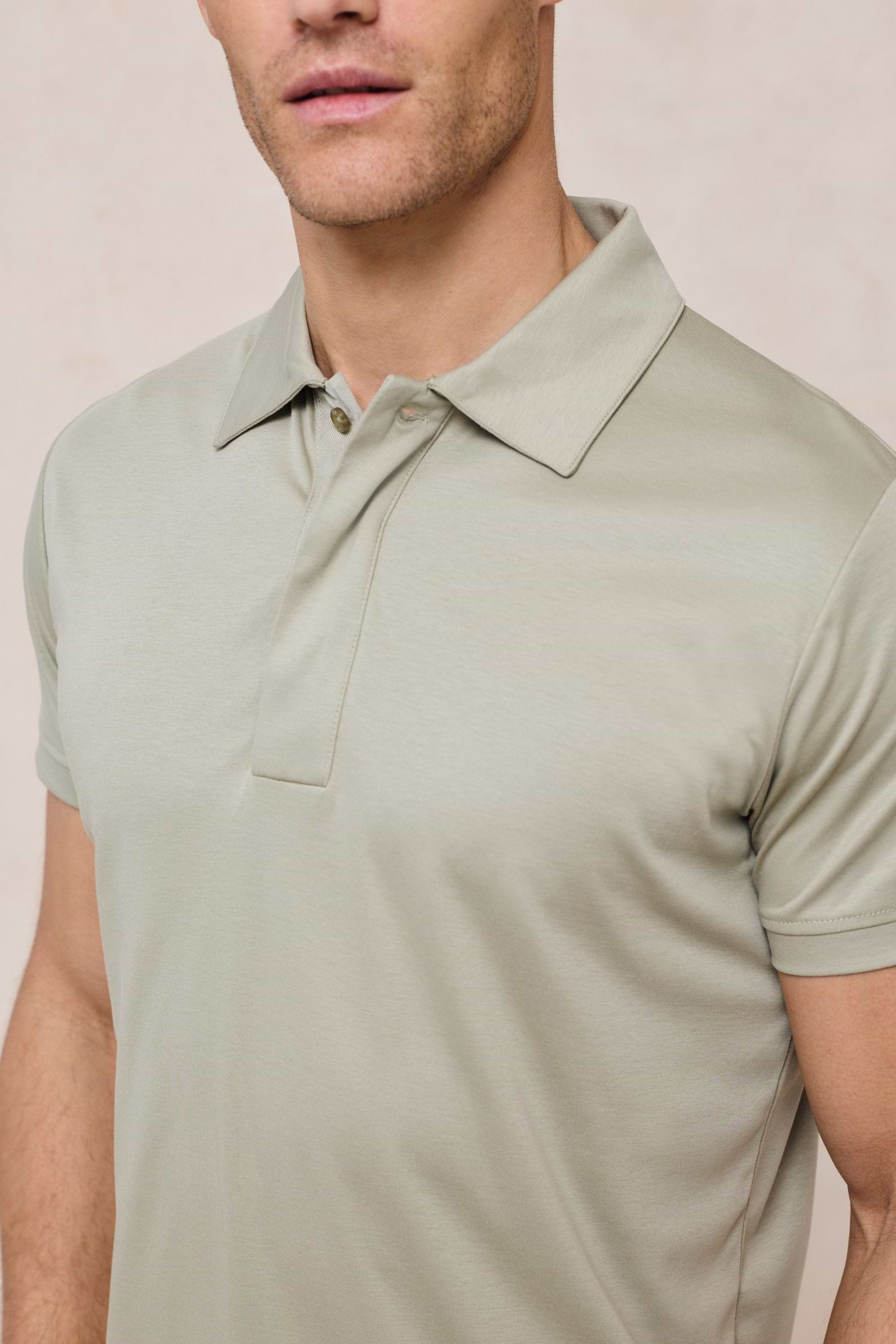 Santi Mercerised Polo Shirt - Light Sage