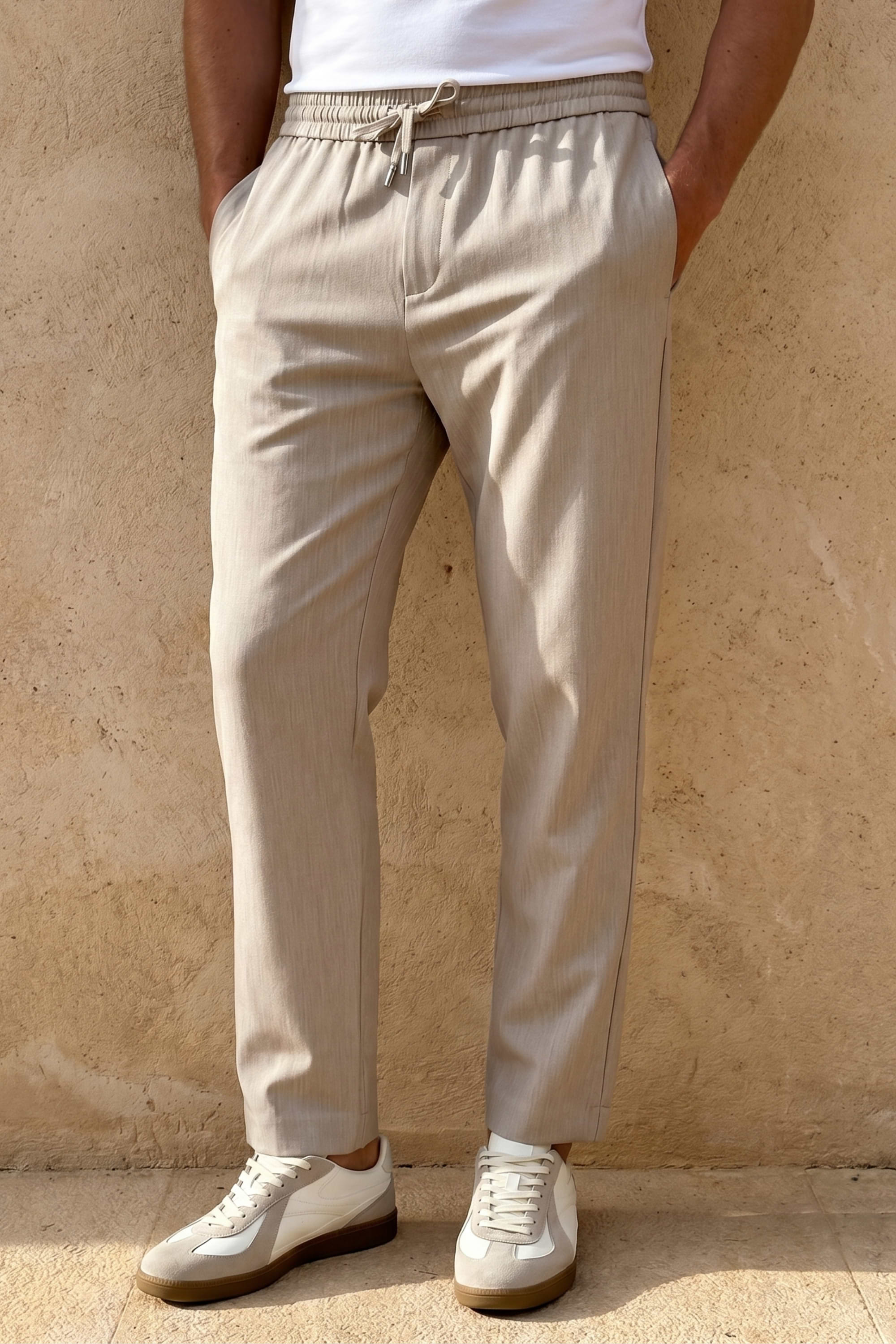 Mateo Tapered Trouser - Oatmeal Marl