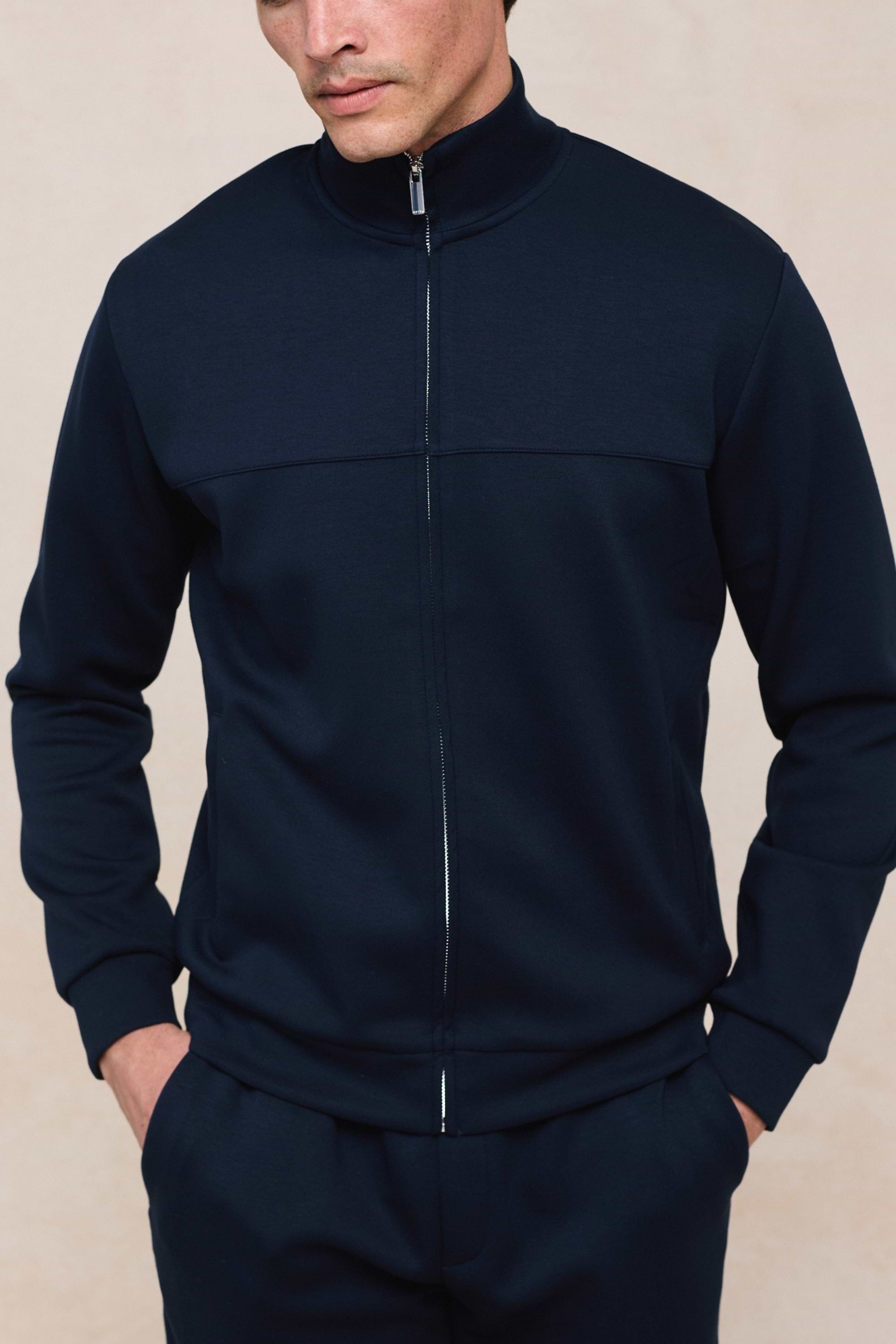 Luxe Zip Through Jacket - Navy