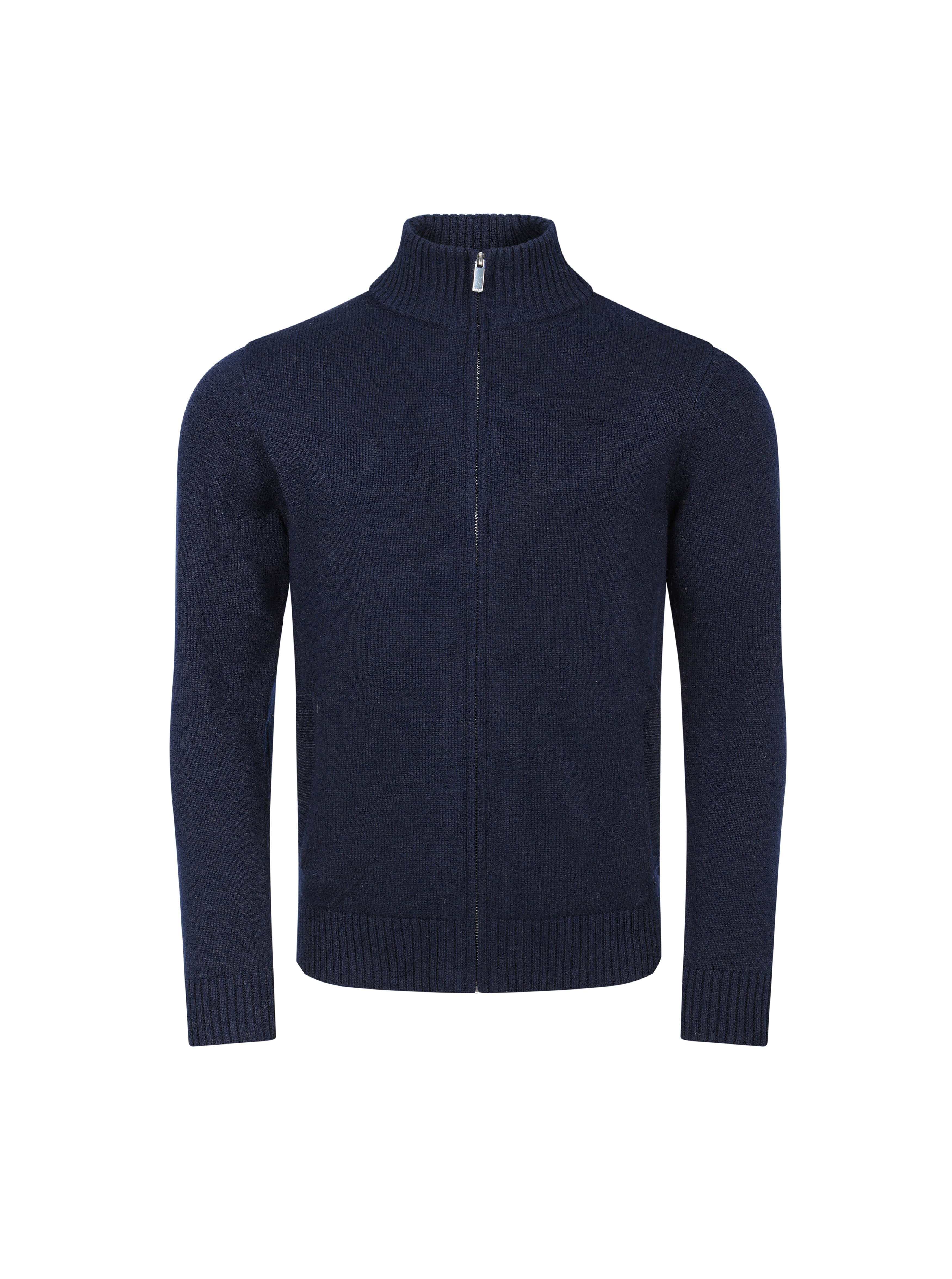 Emil Zip Through Knitted Jacket - Navy