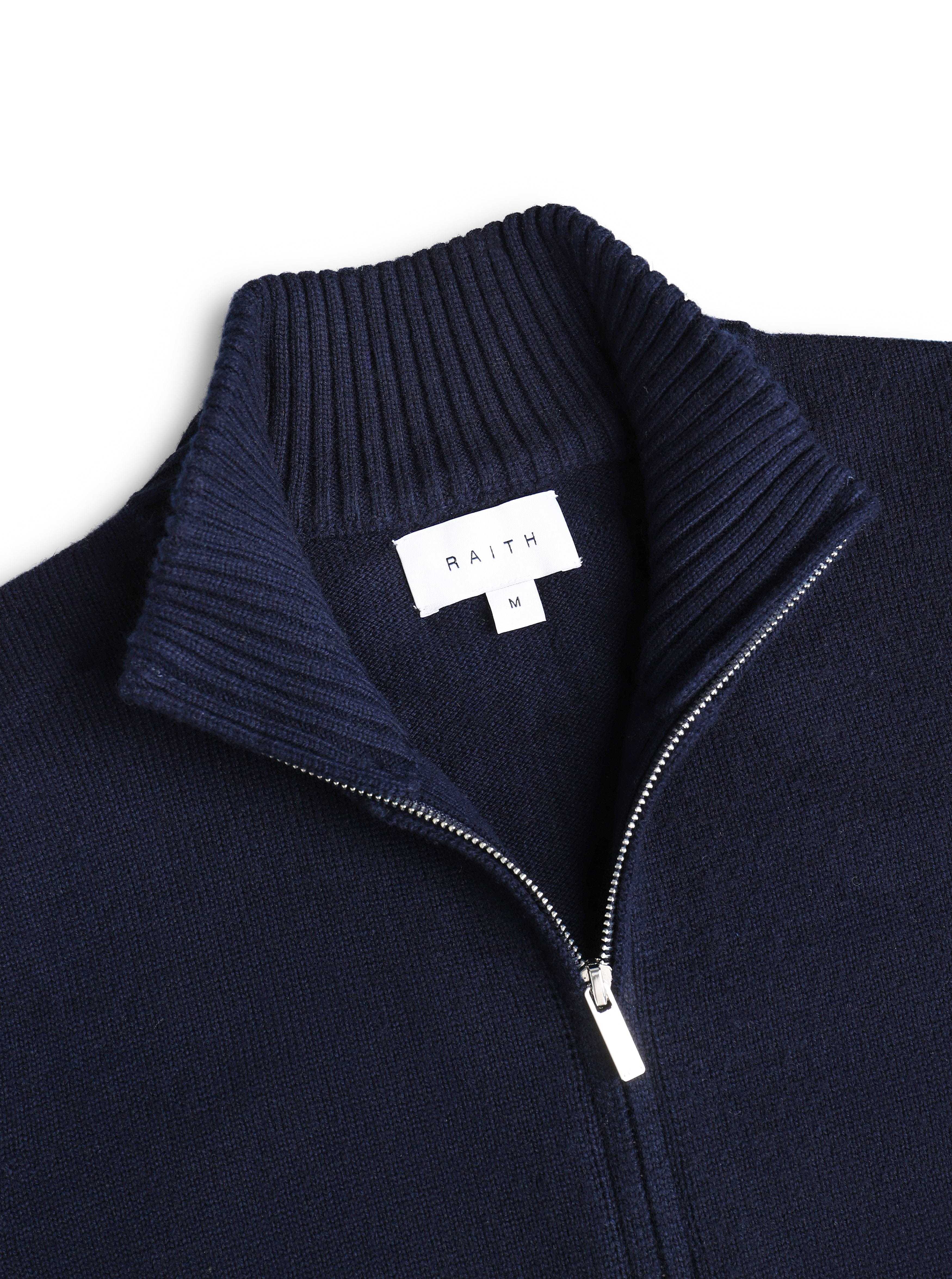 Emil Zip Through Knitted Jacket - Navy