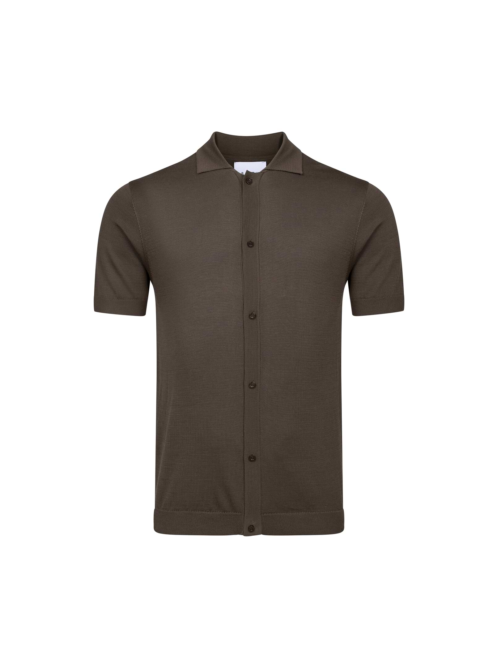 Pedro Button Through Short Sleeve Knitted Shirt - Brown