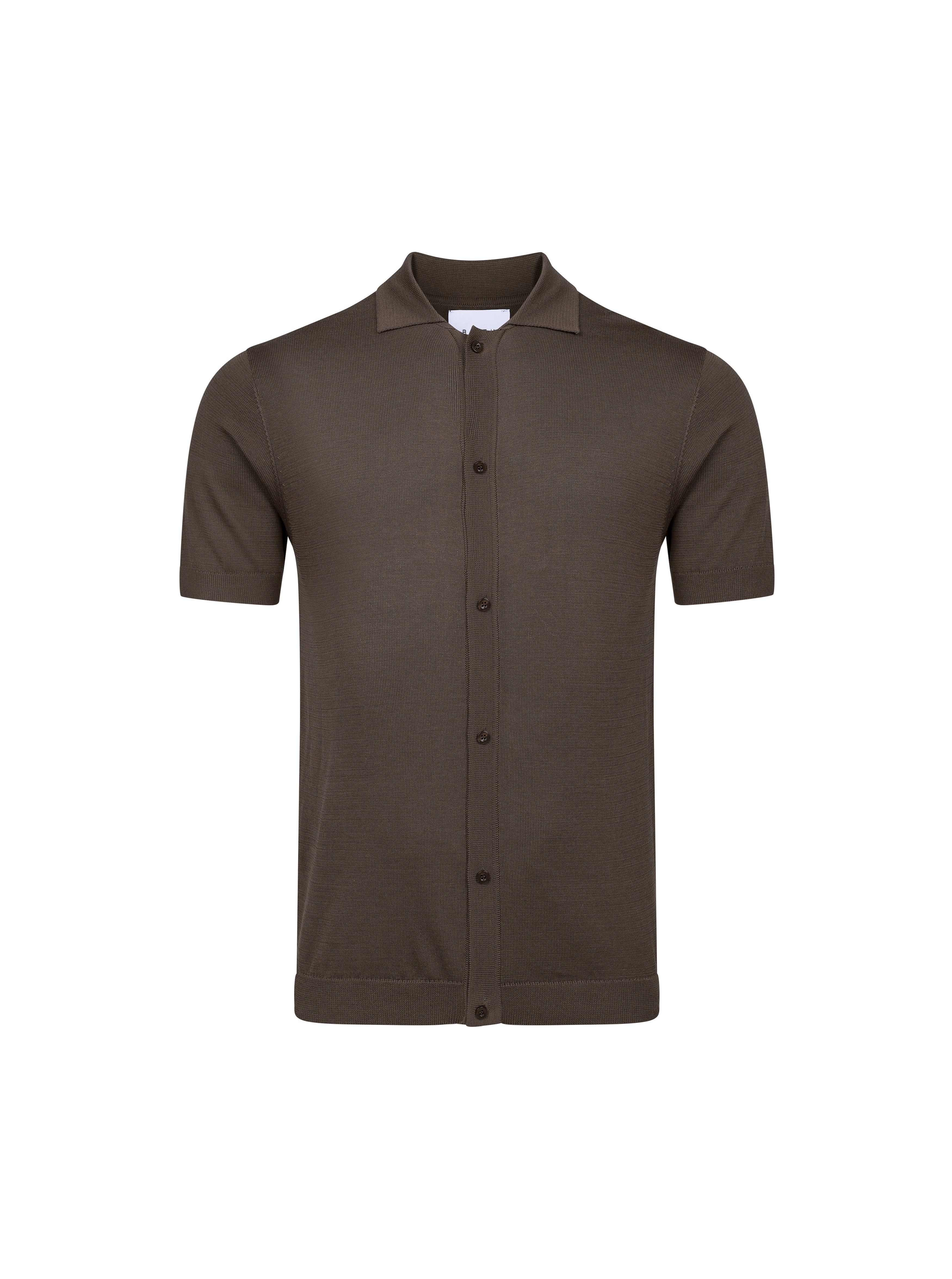 Pedro Button Through Short Sleeve Knitted Shirt - Brown