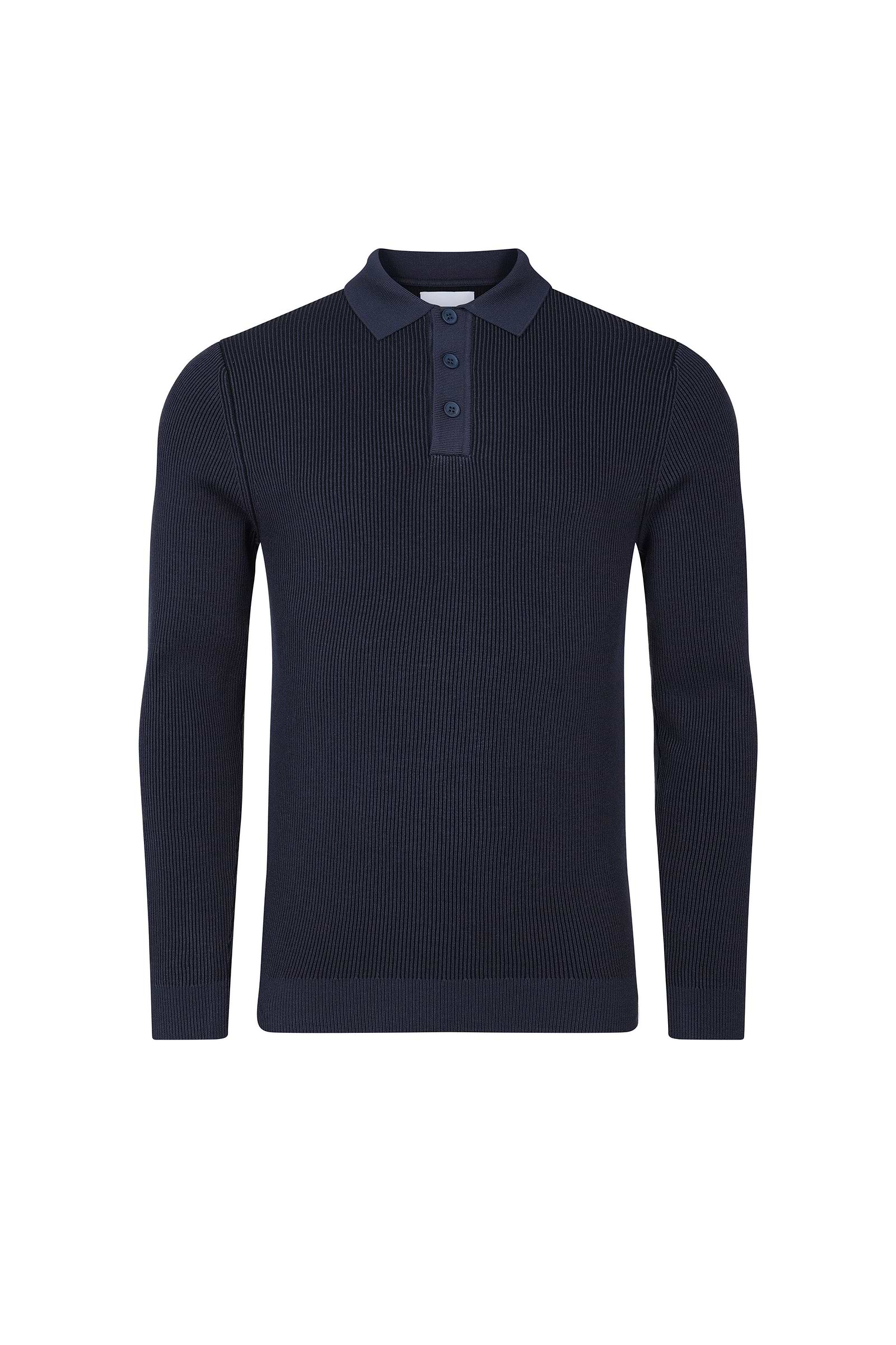 Angus Rib Knit Polo - Navy
