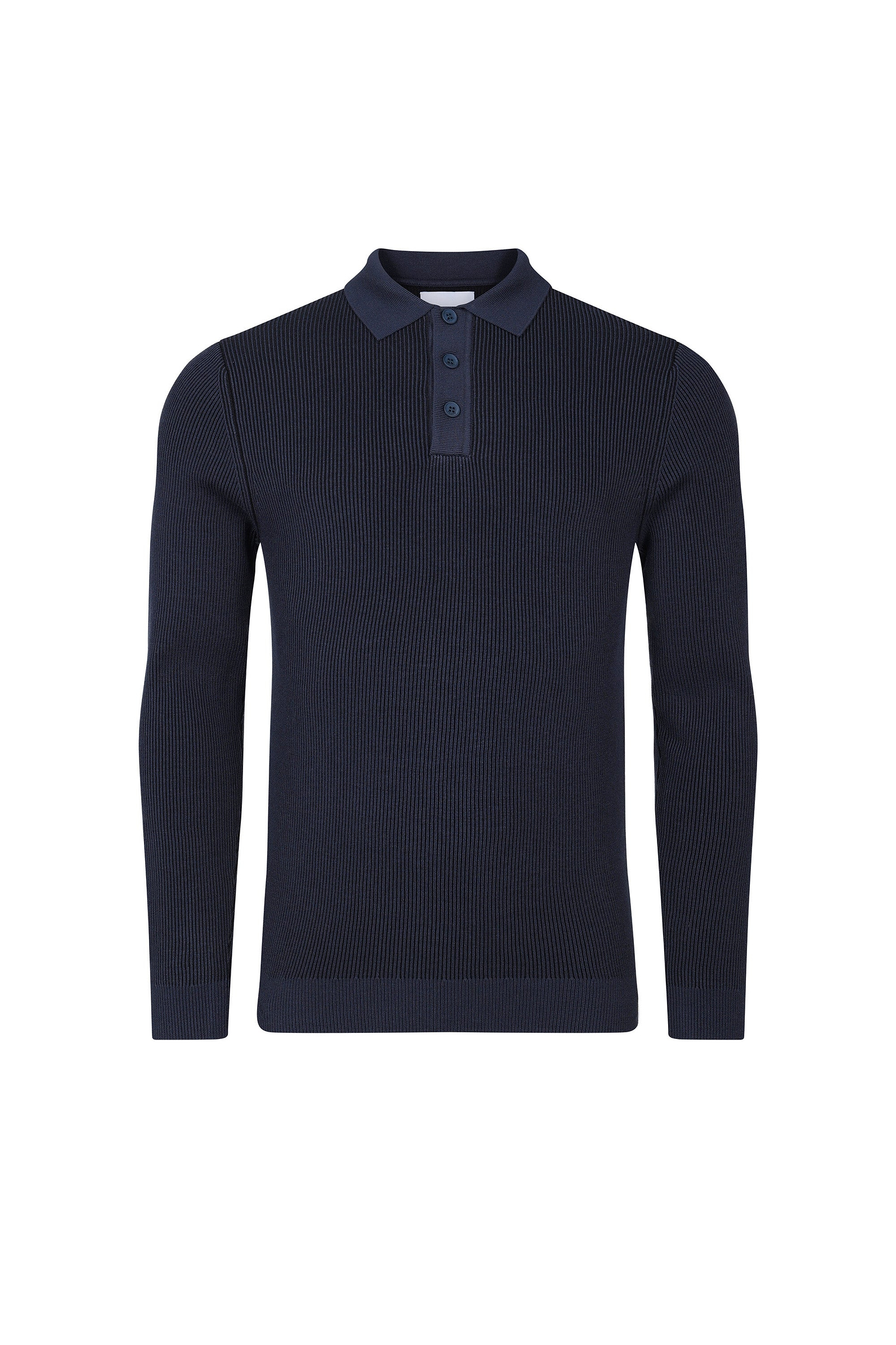 Angus Rib Knit Polo - Navy