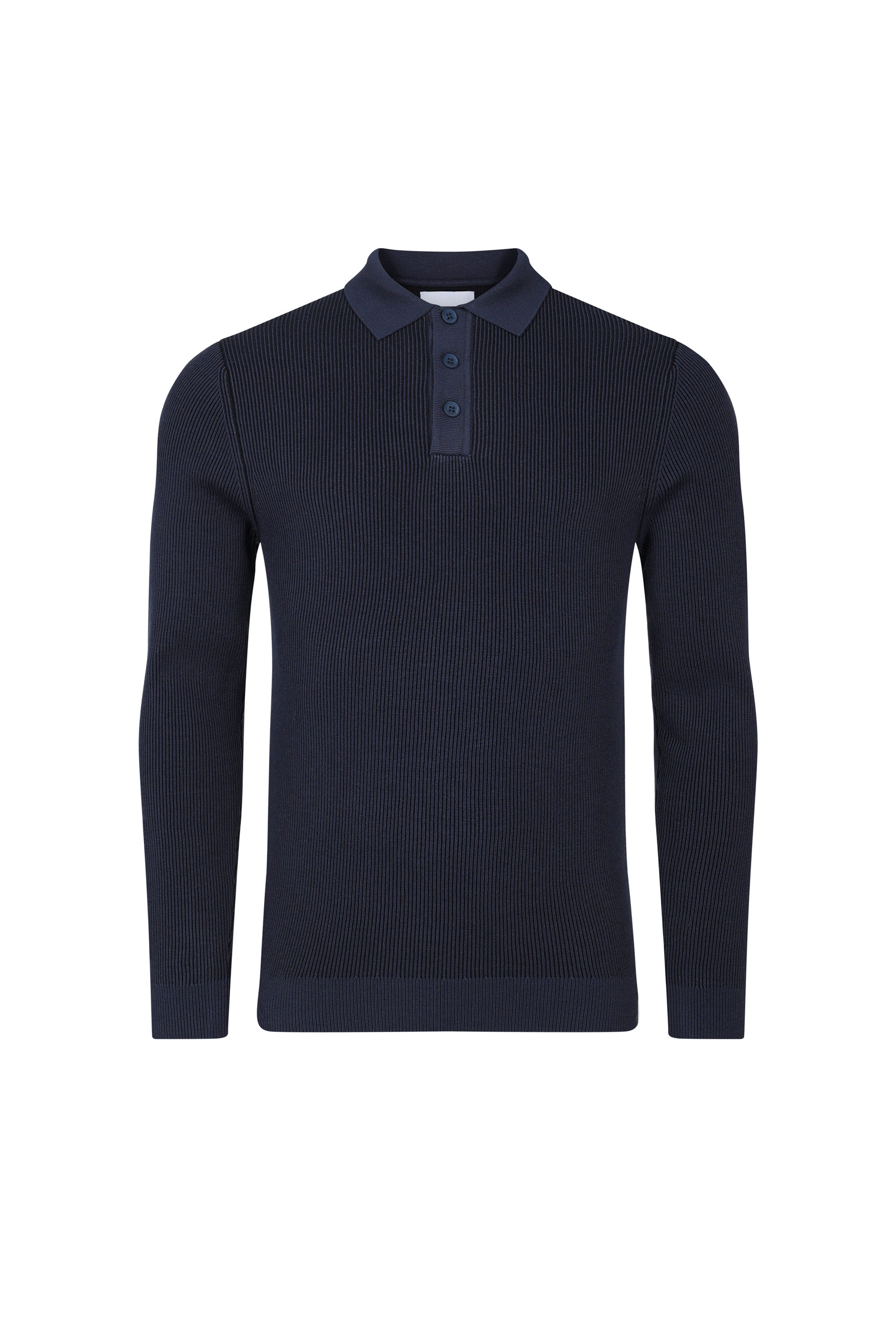 Angus Rib Knit Polo - Navy