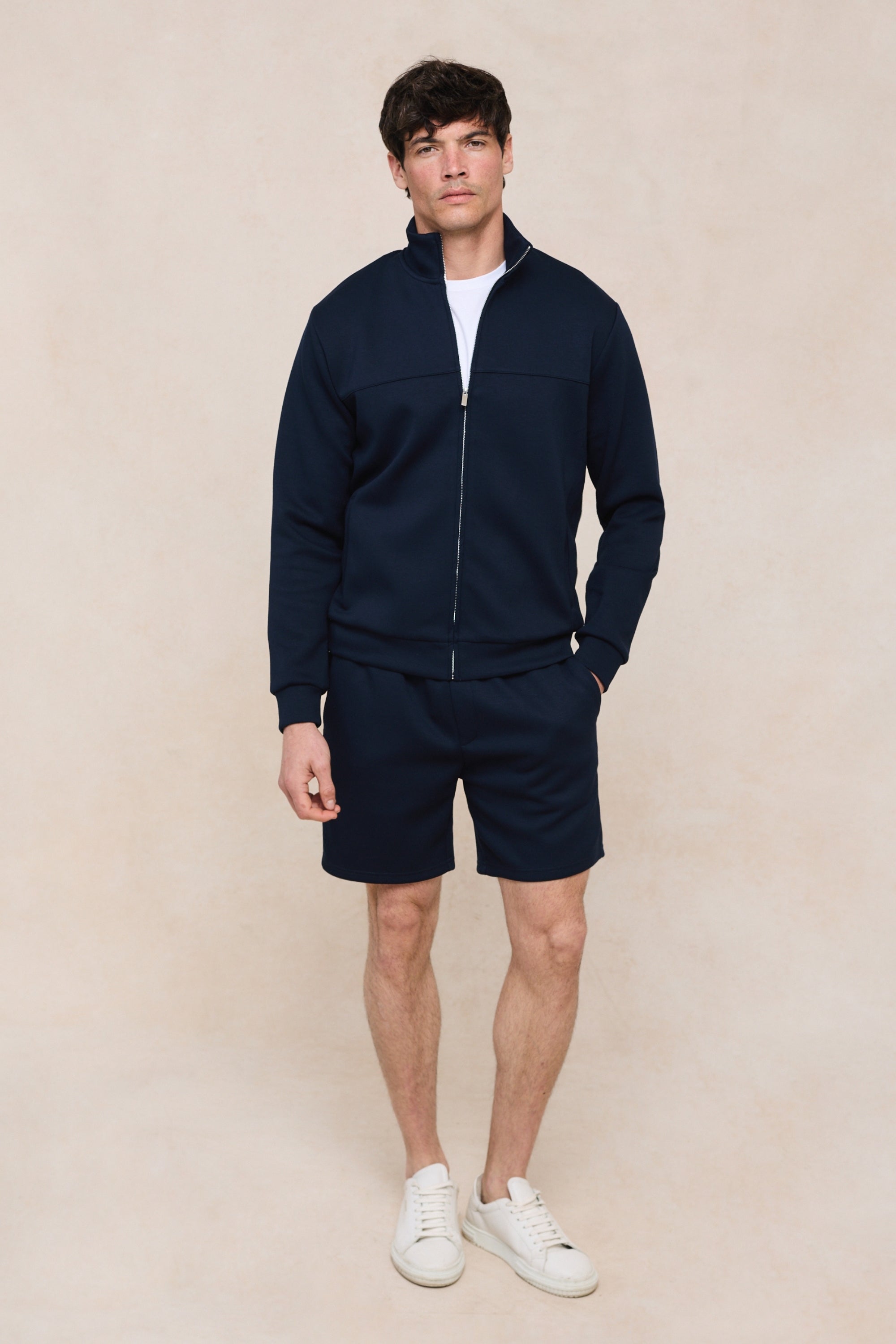 Luxe Zip Through Jacket - Navy