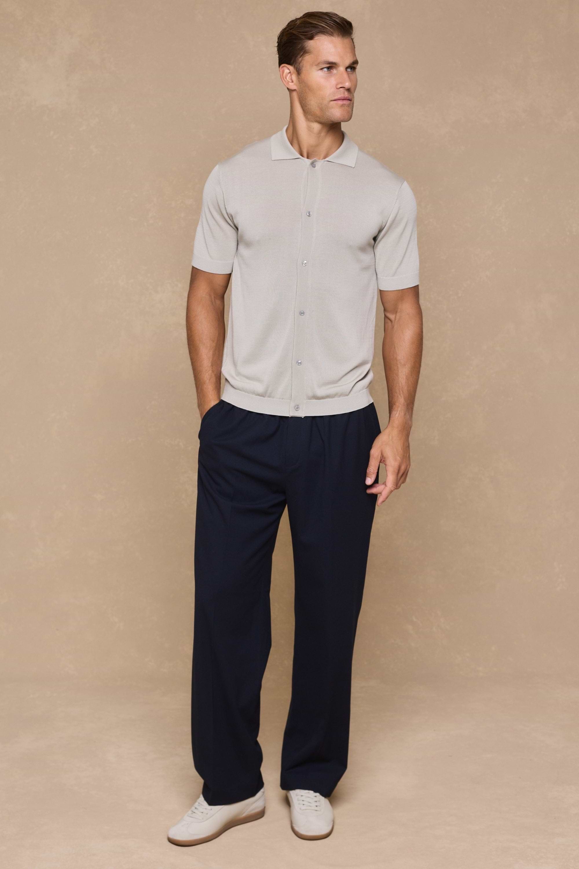 Pedro Button Through Short Sleeve Knitted Shirt - Cream