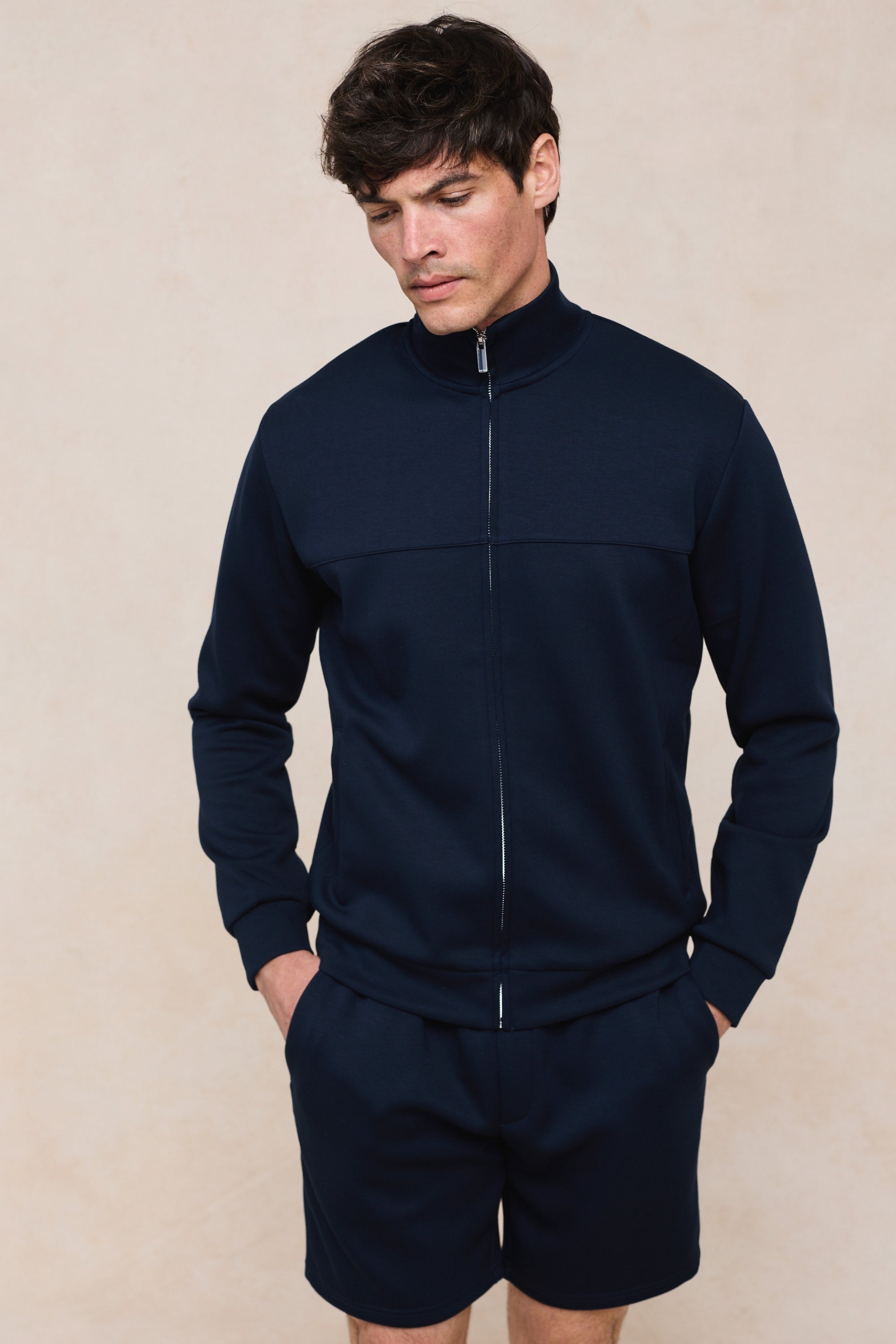 Luxe Zip Through Jacket - Navy