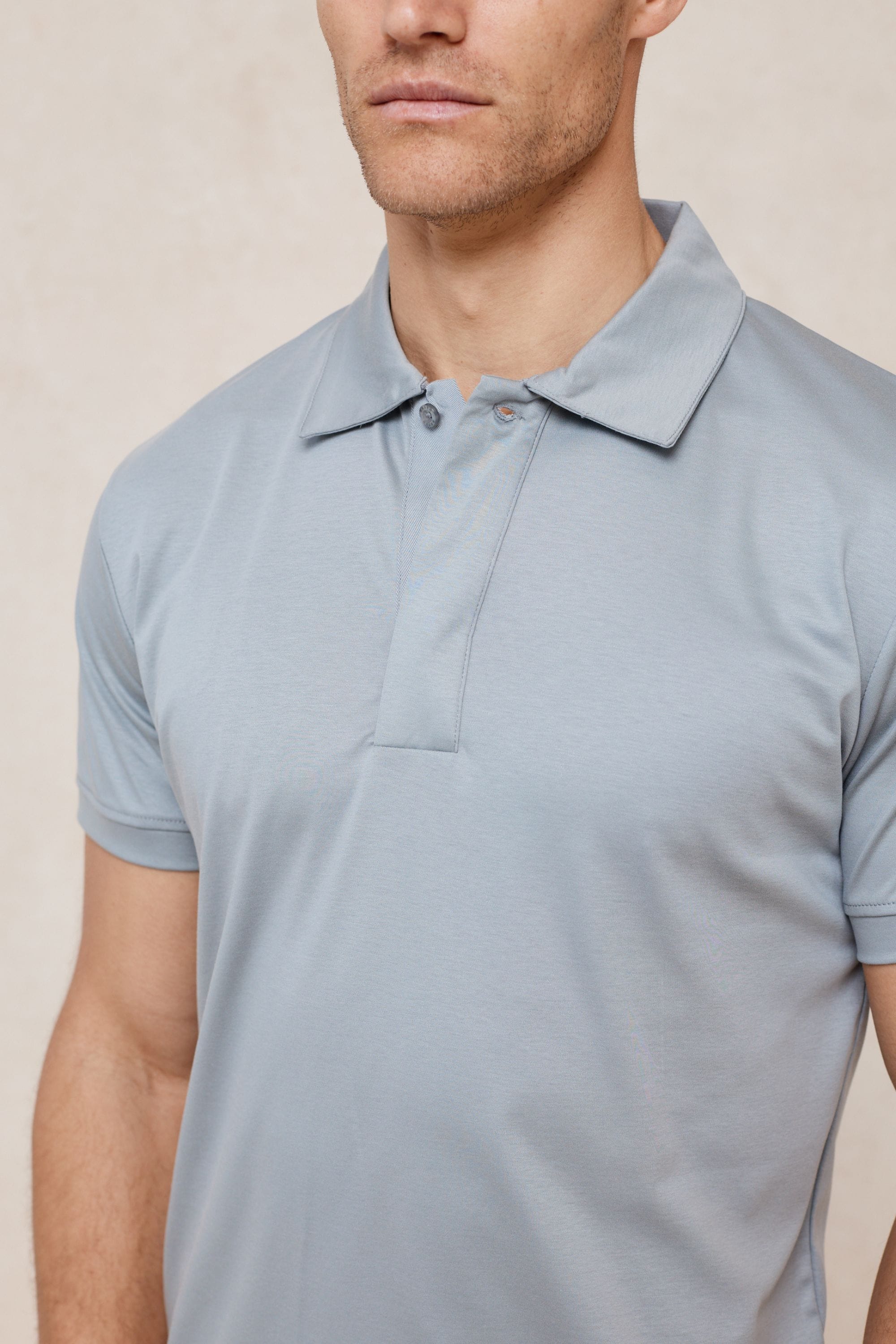 Santi Mercerised Polo Shirt - Light Pewter Blue