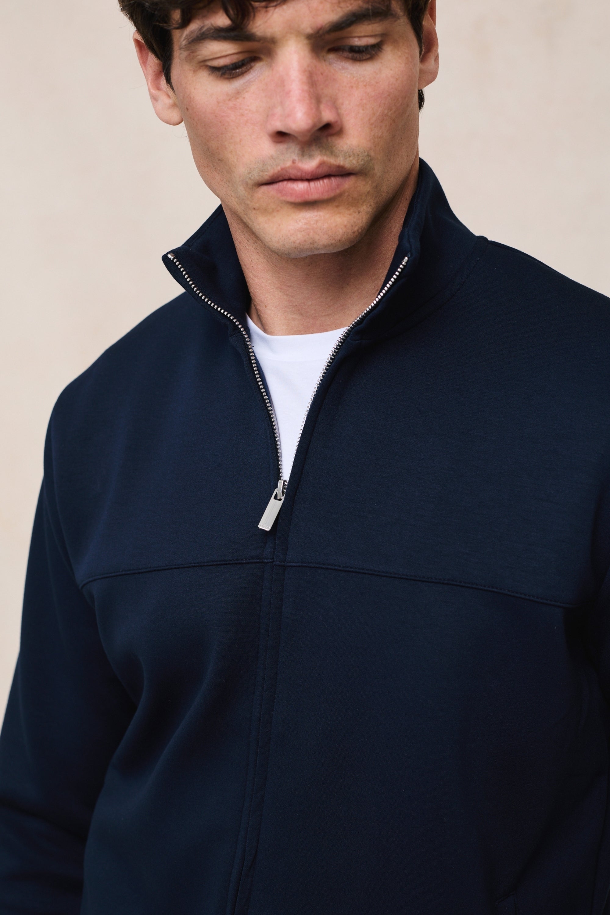 Luxe Zip Through Jacket - Navy