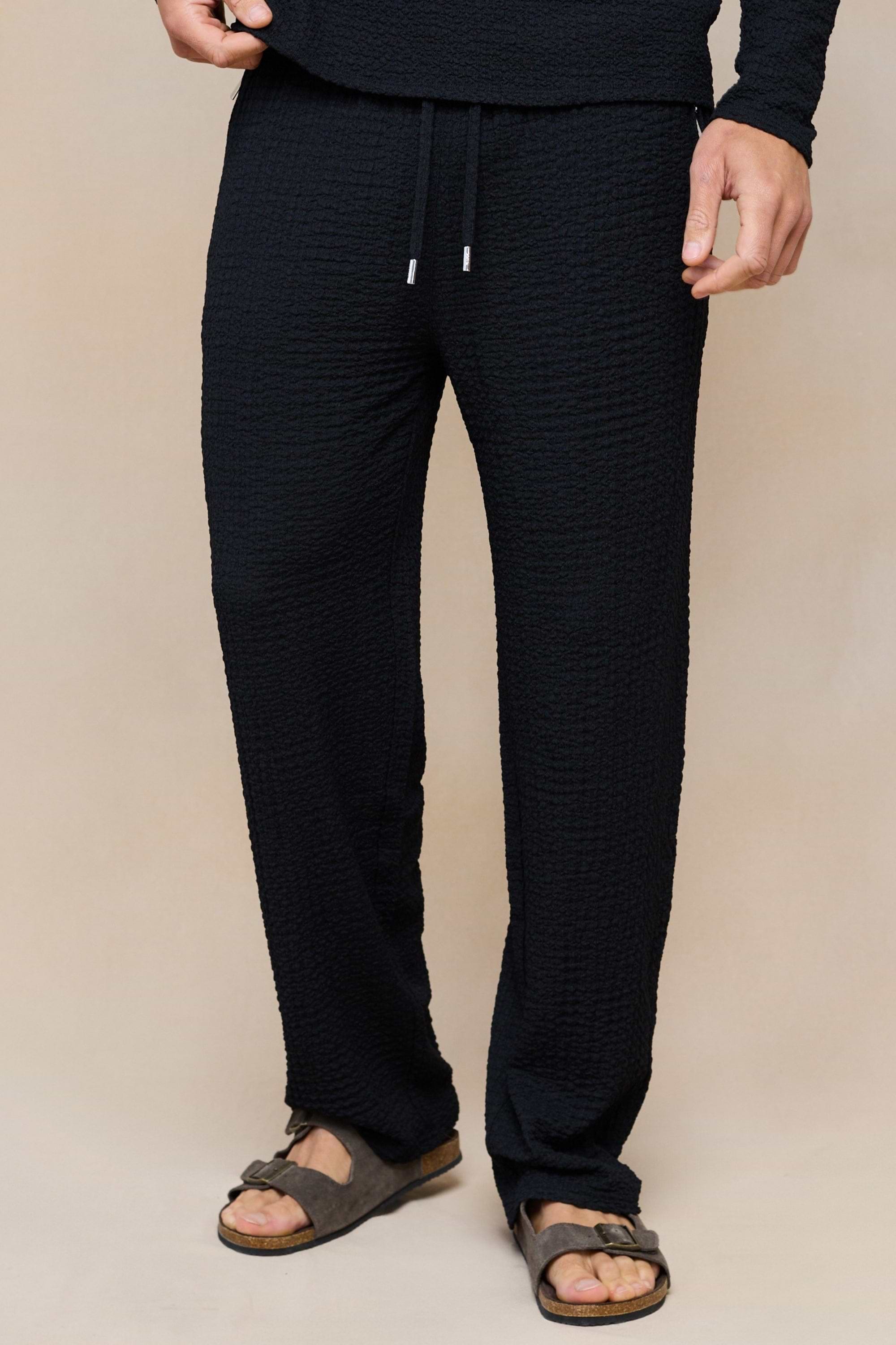 Artie Ruched Textured Trouser - Black