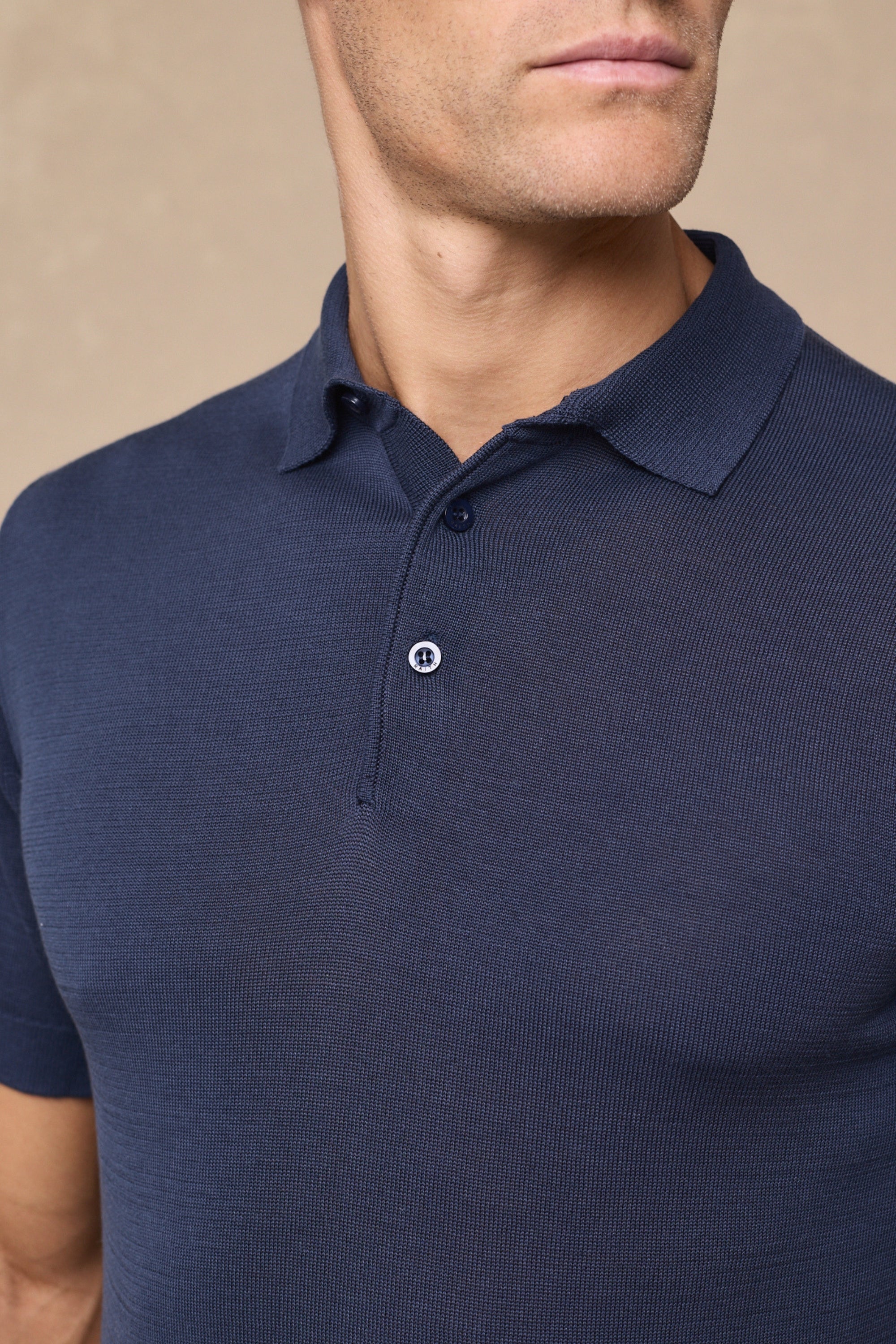 Pablo Half Placket Short Sleeve Knitted Polo - Navy