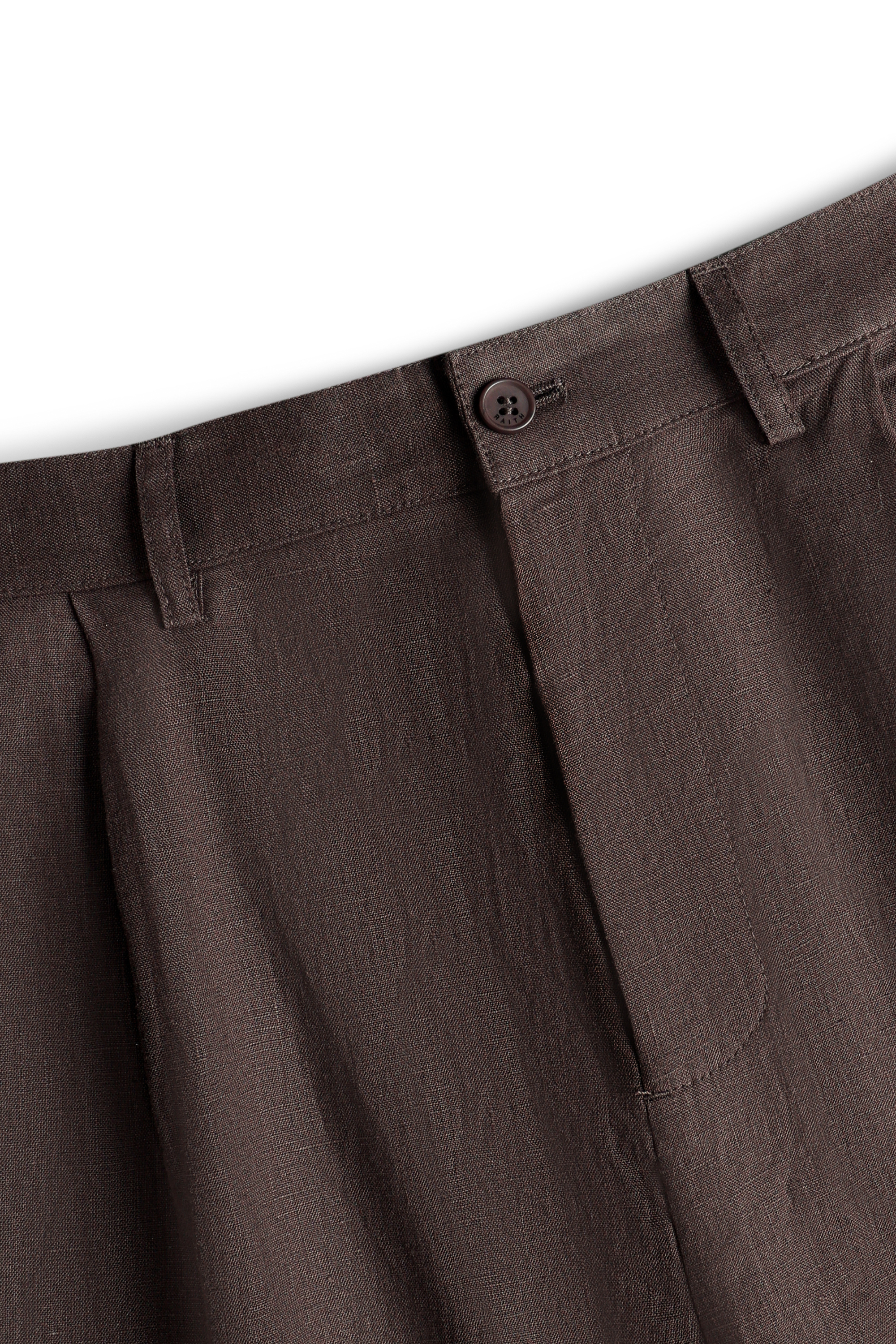 Javier Pleated Waistband Linen Short - Brown