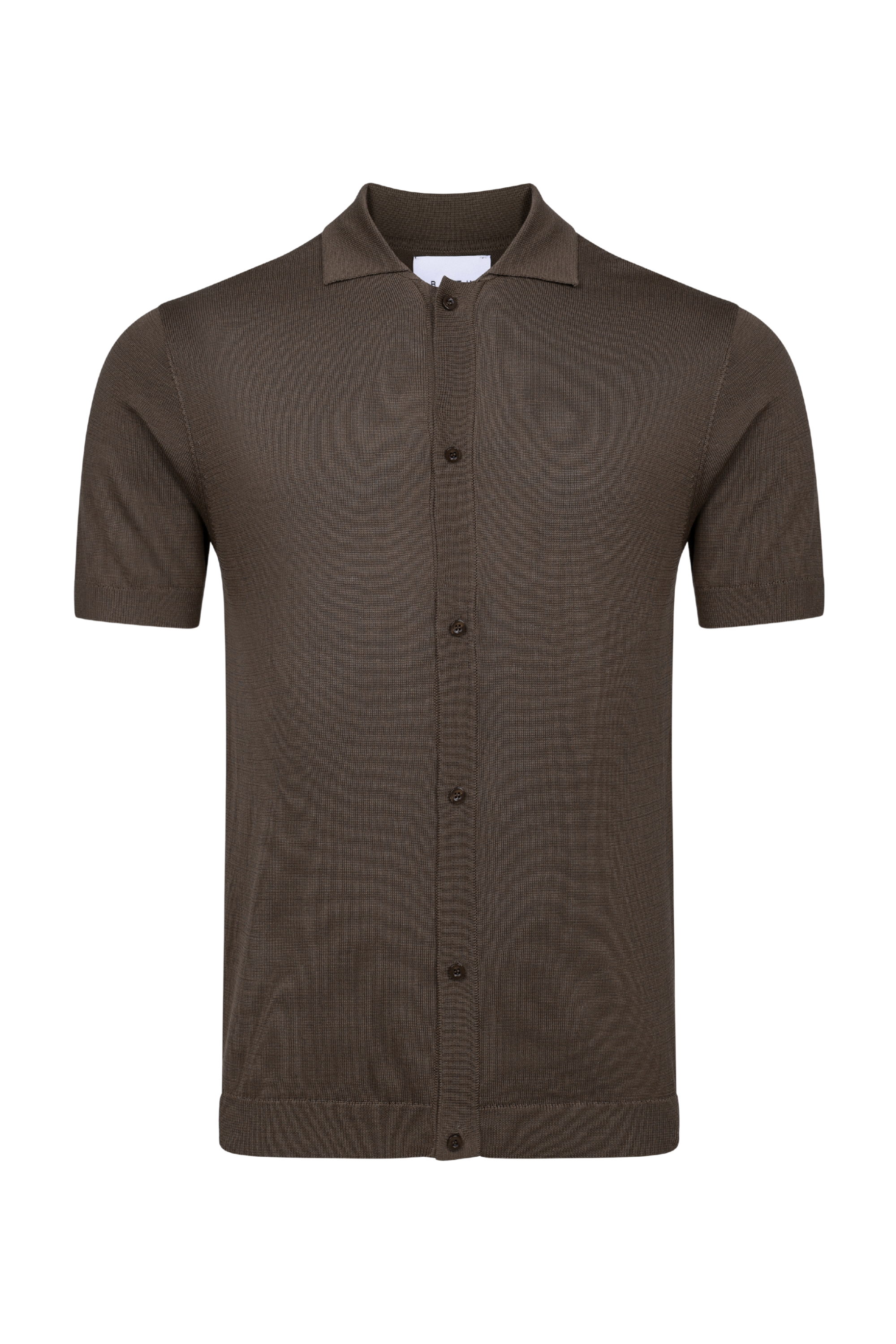 Pedro Button Through Short Sleeve Knitted Shirt - Brown