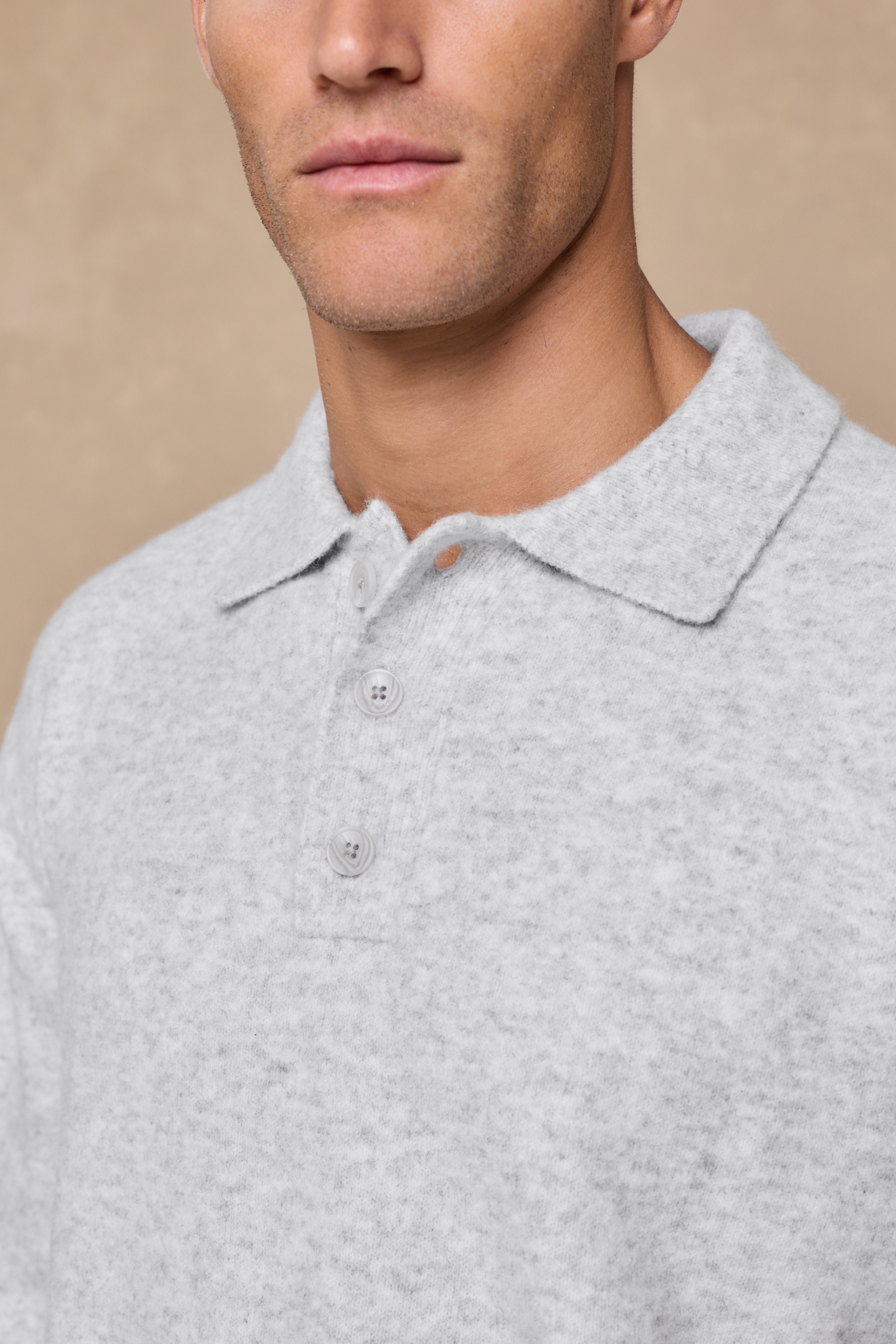 Otto Long Sleeve Polo - Grey Marl