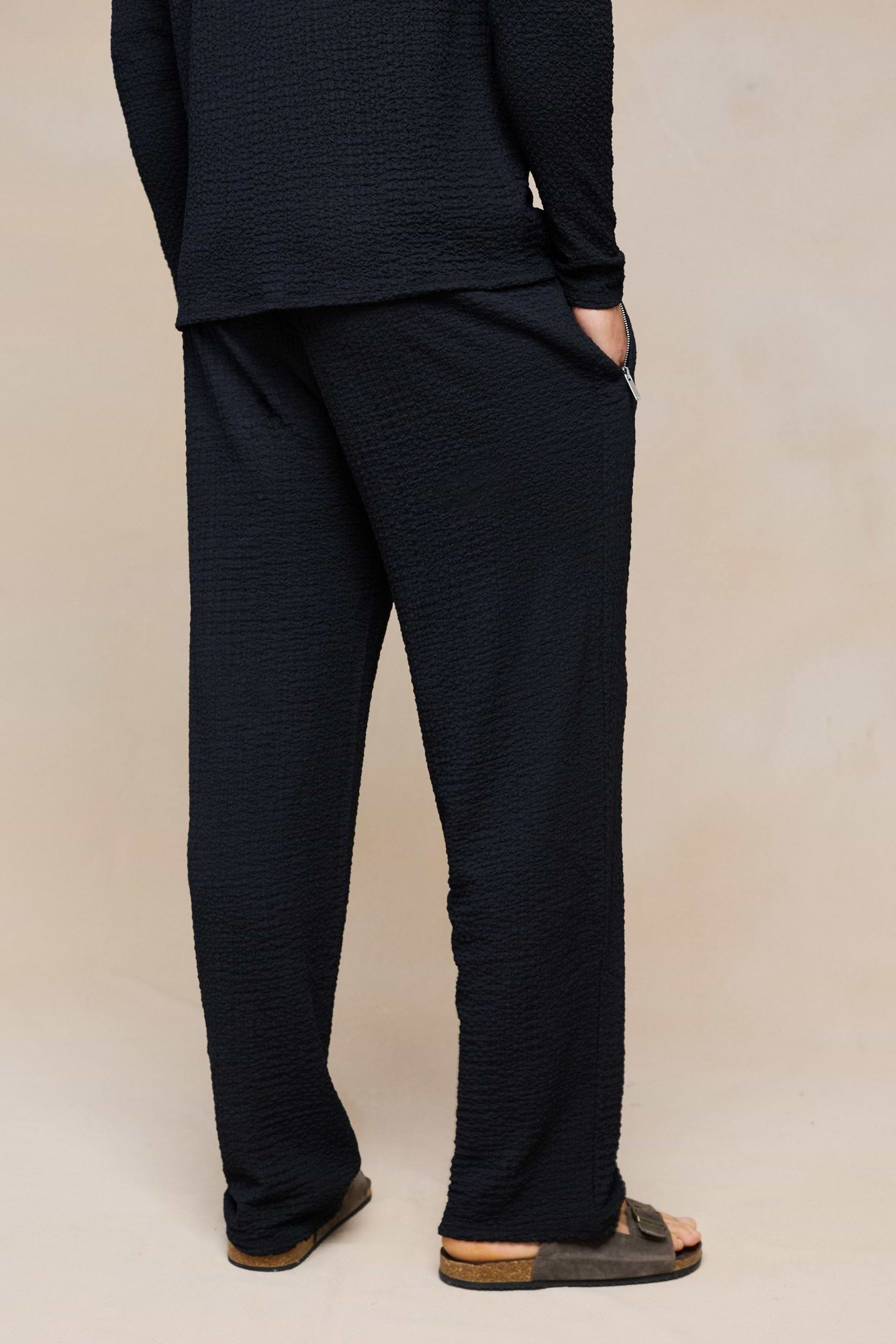 Artie Ruched Textured Trouser - Black