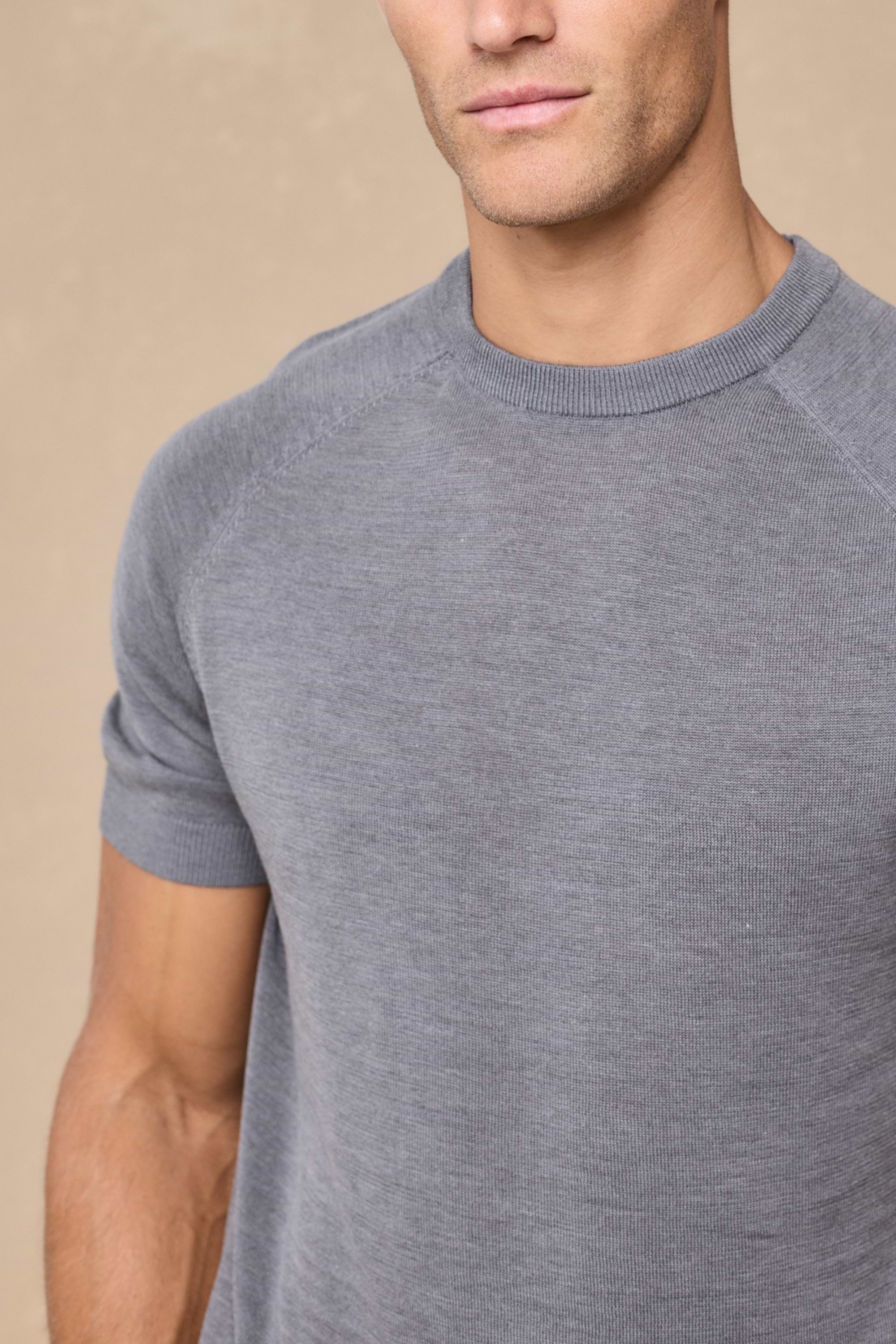 Riera Knit Crew Neck T-Shirt - Grey Marl