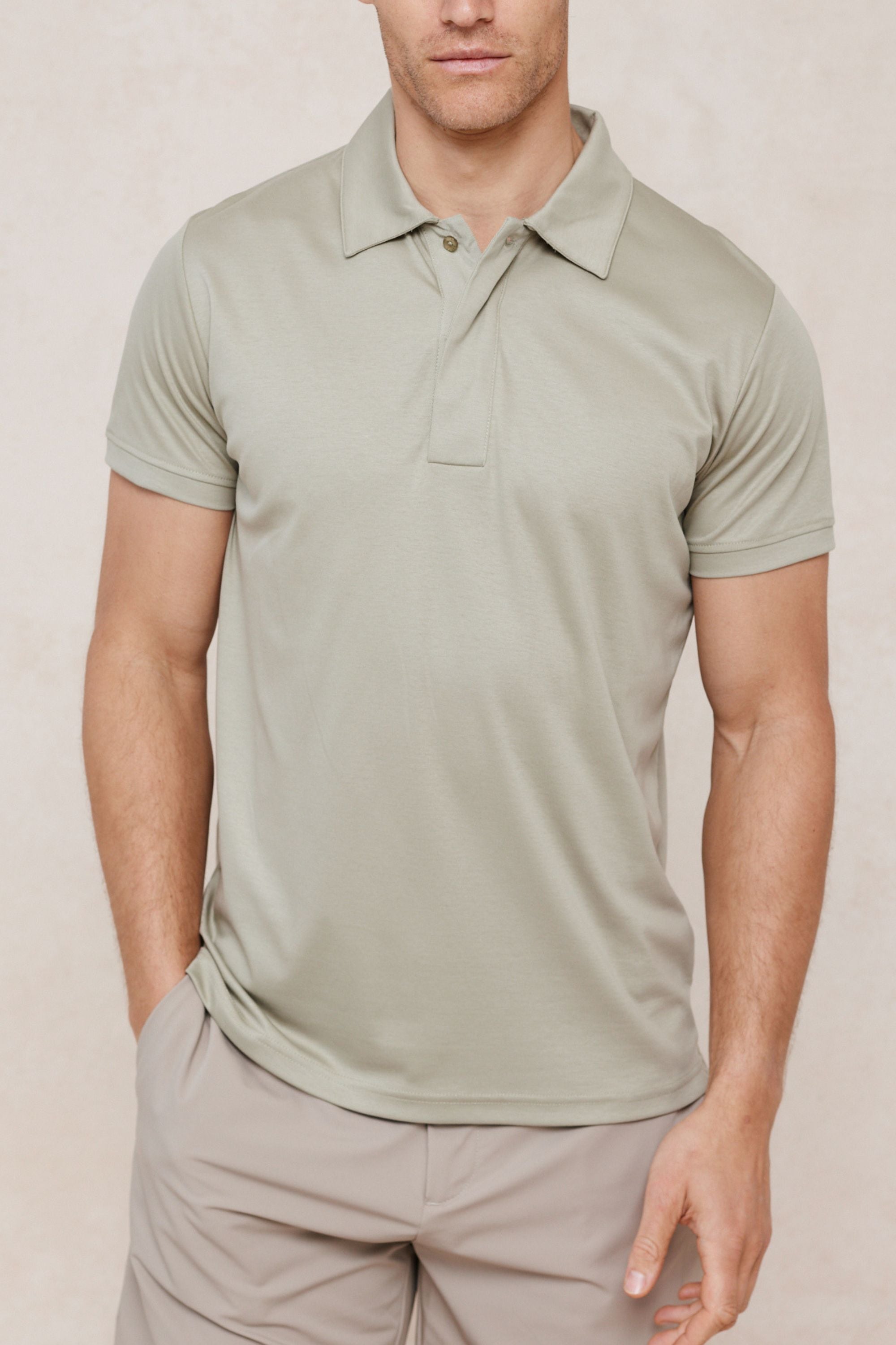 Santi Mercerised Polo Shirt - Light Sage