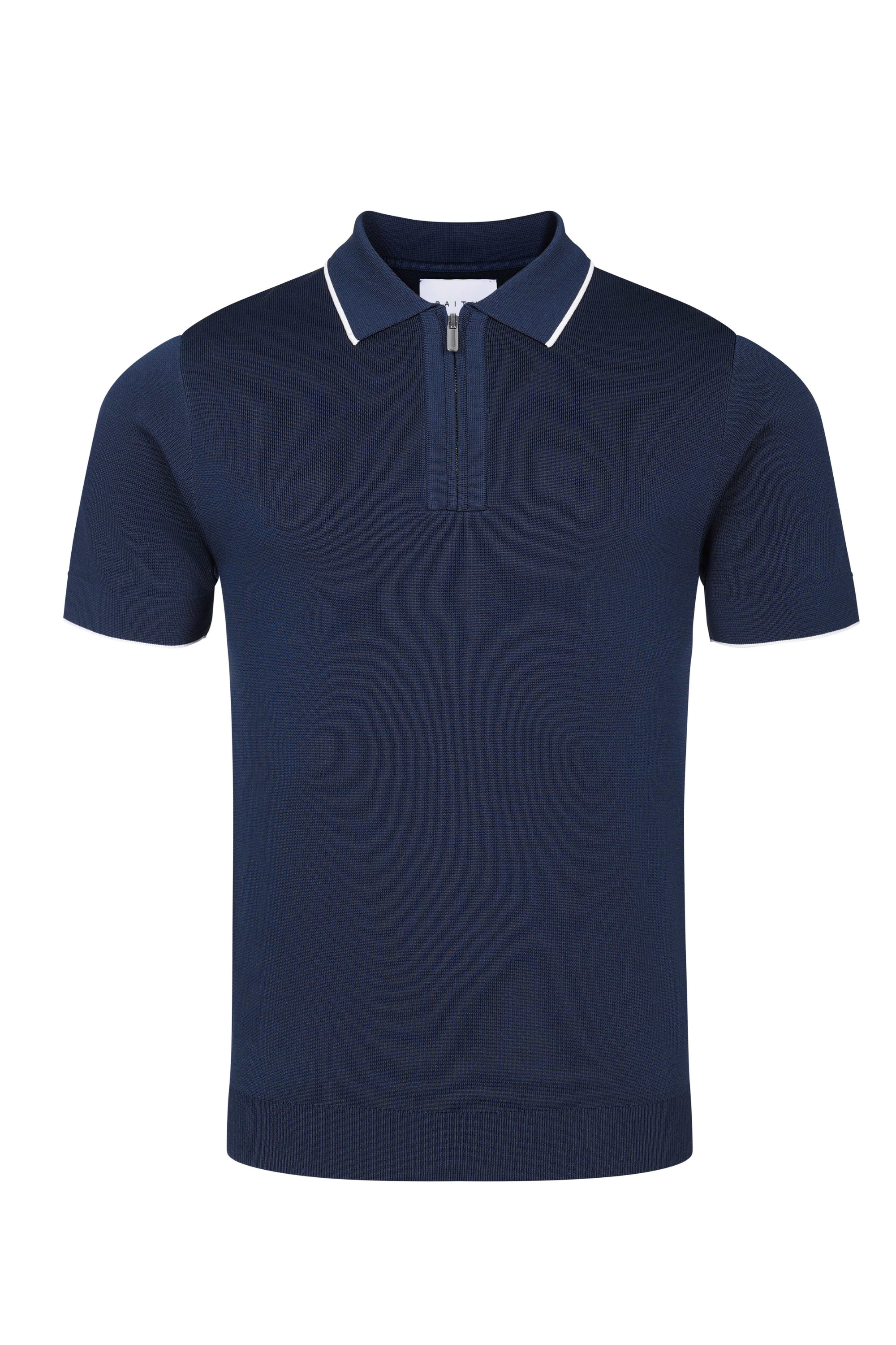 Henry Zip Short Sleeve Polo - Navy