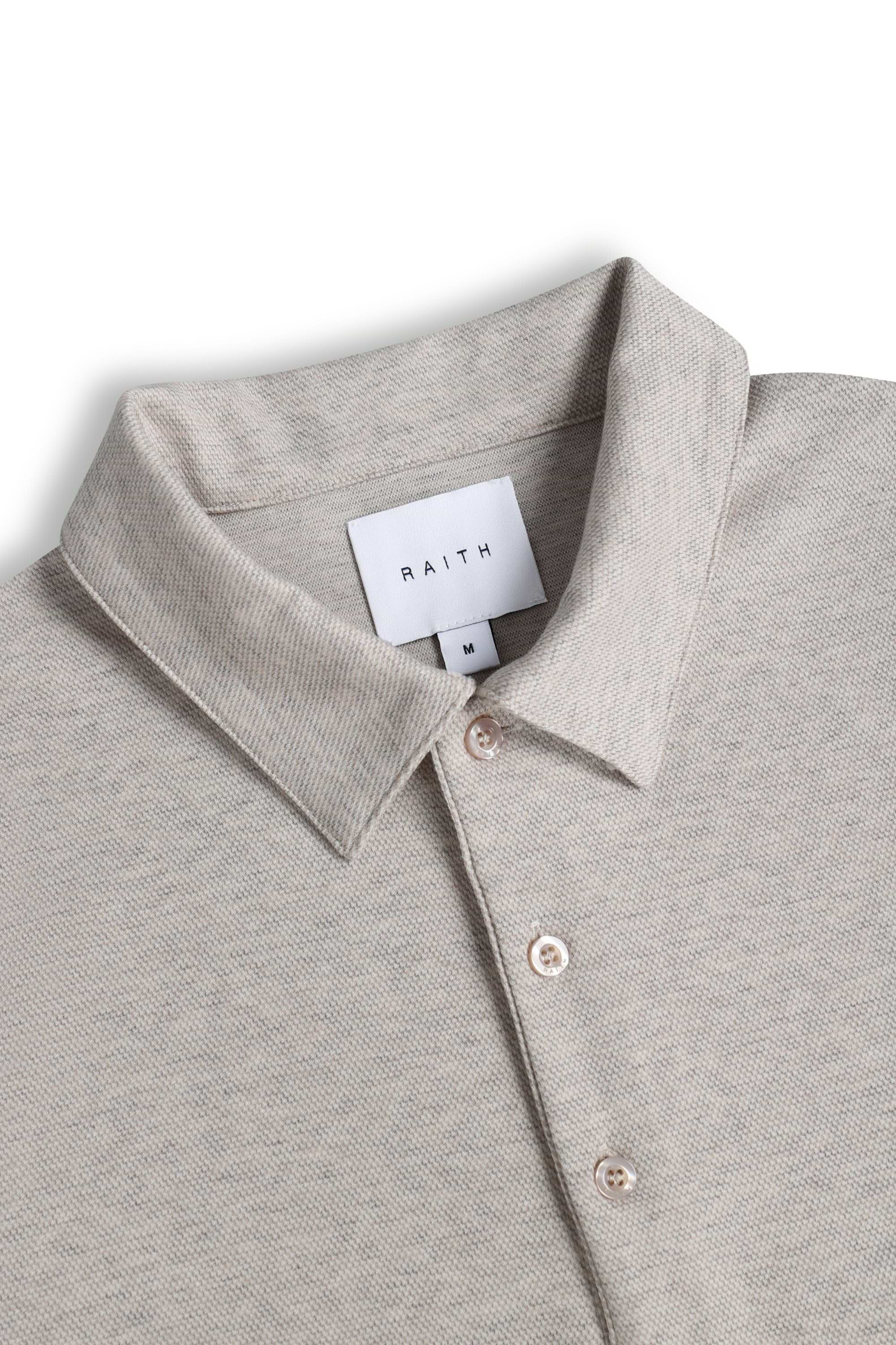 Santino Long Sleeve Half Button Polo - Oatmeal