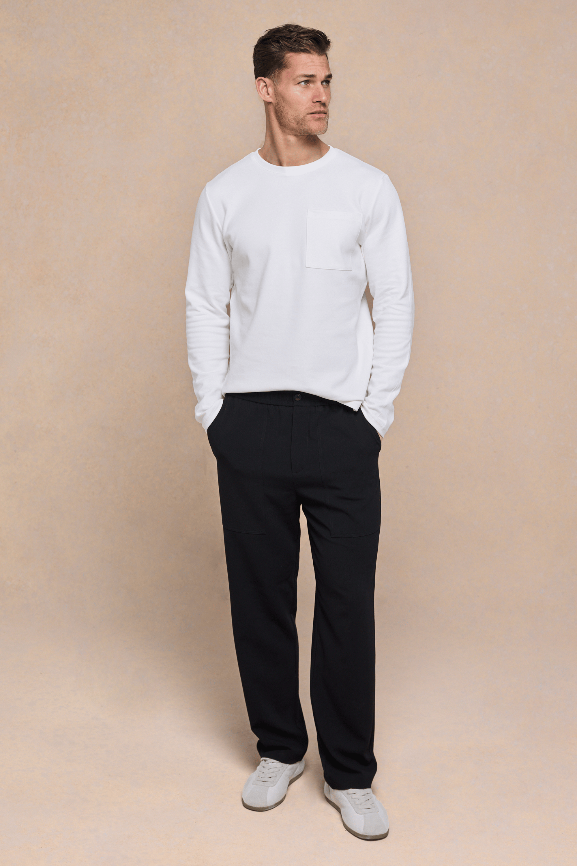 Tyler Long Sleeve Pocket  T-Shirt - Ecru