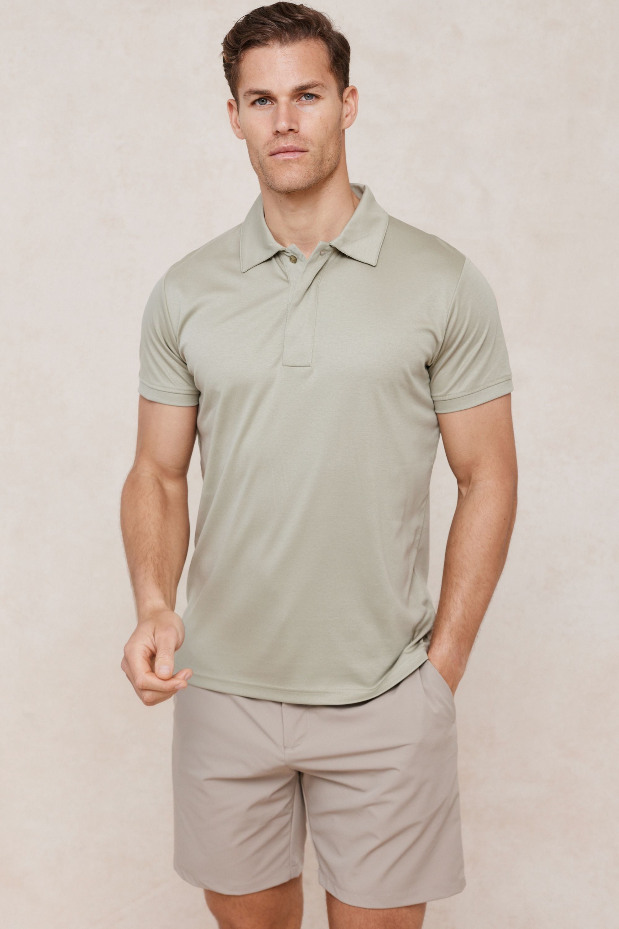 Santi Mercerised Polo Shirt - Light Sage